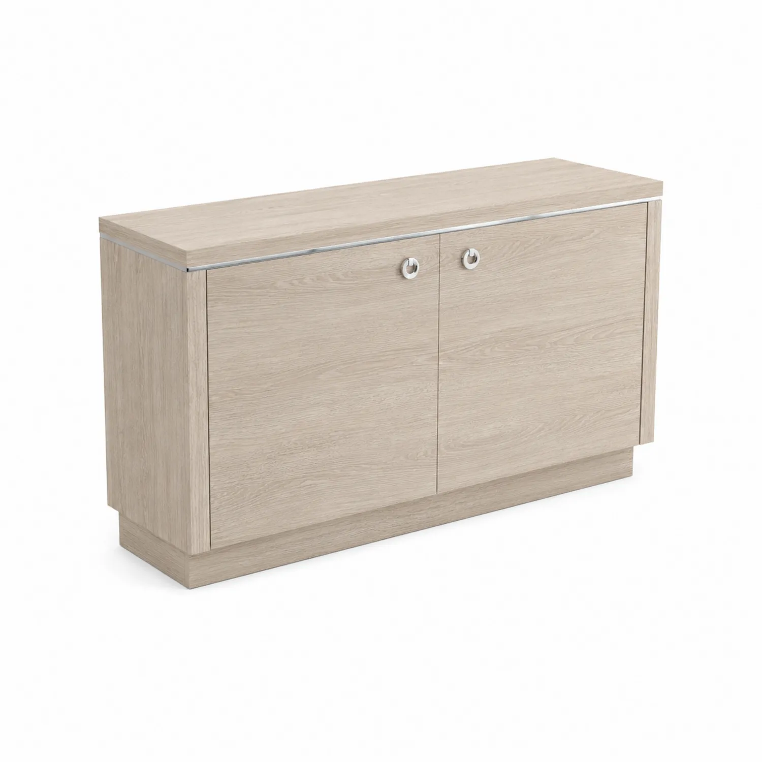 Buffet en bois à 2 portes avec placage en chêne clair 120x40x85 cm-Vexlitorin