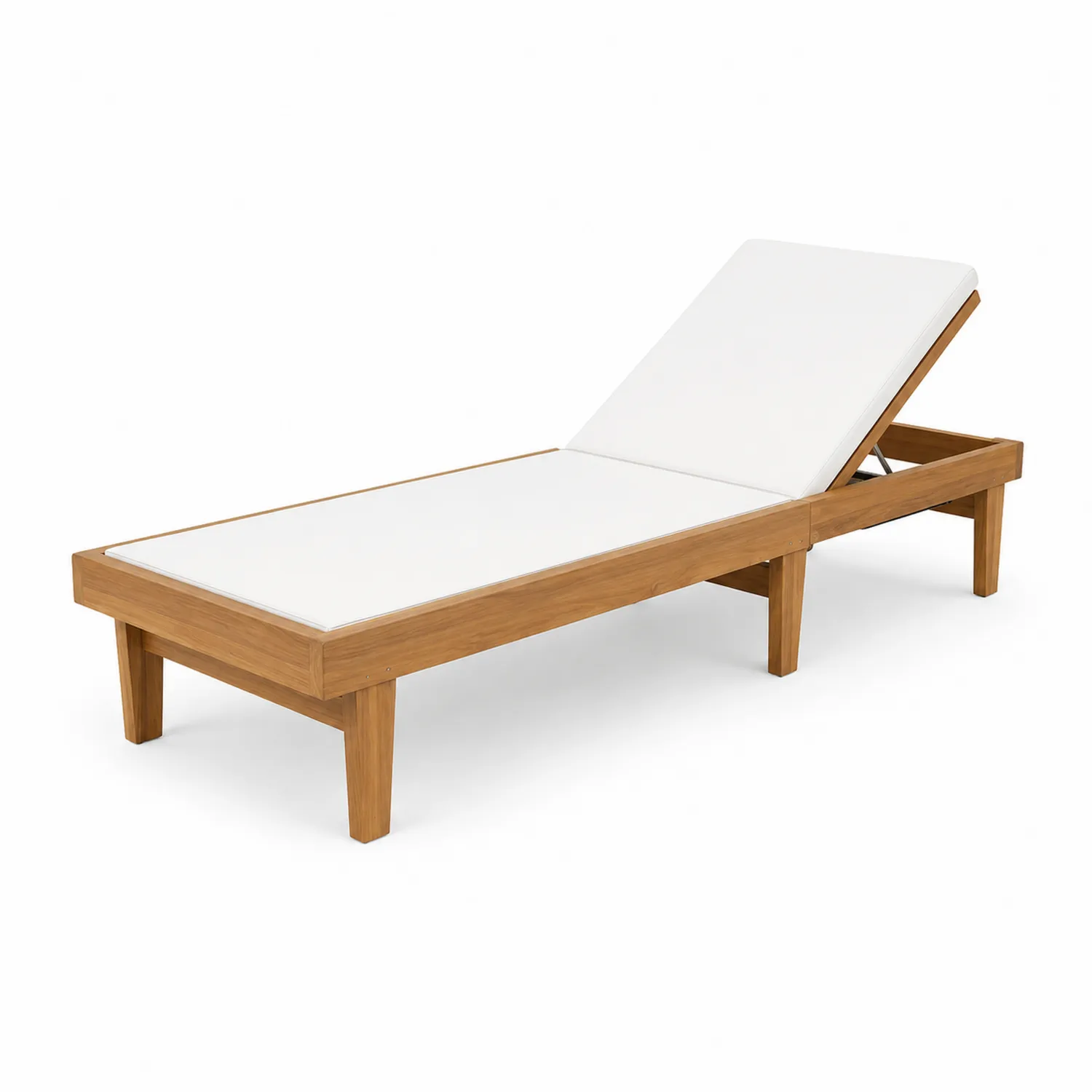 Chaise longue en bois avec coussin blanc-Vexlitorin