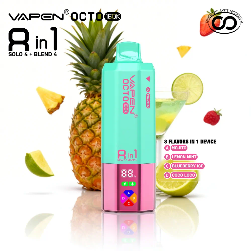 VAPEN OCTO 160000 Puffs - Mojito + Zitrone Minze + Blaubeere Eis + Coco Loco