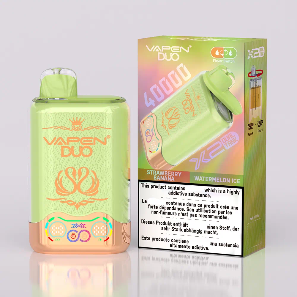 VAPEN DUO 40000 Puffs - Erdbeere Banane & Wassermelone Eis