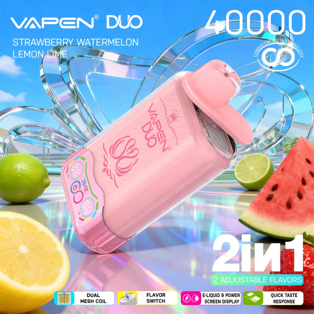 VAPEN DUO 40000 Puffs - Erdbeere Wassermelone & Zitrone Limette