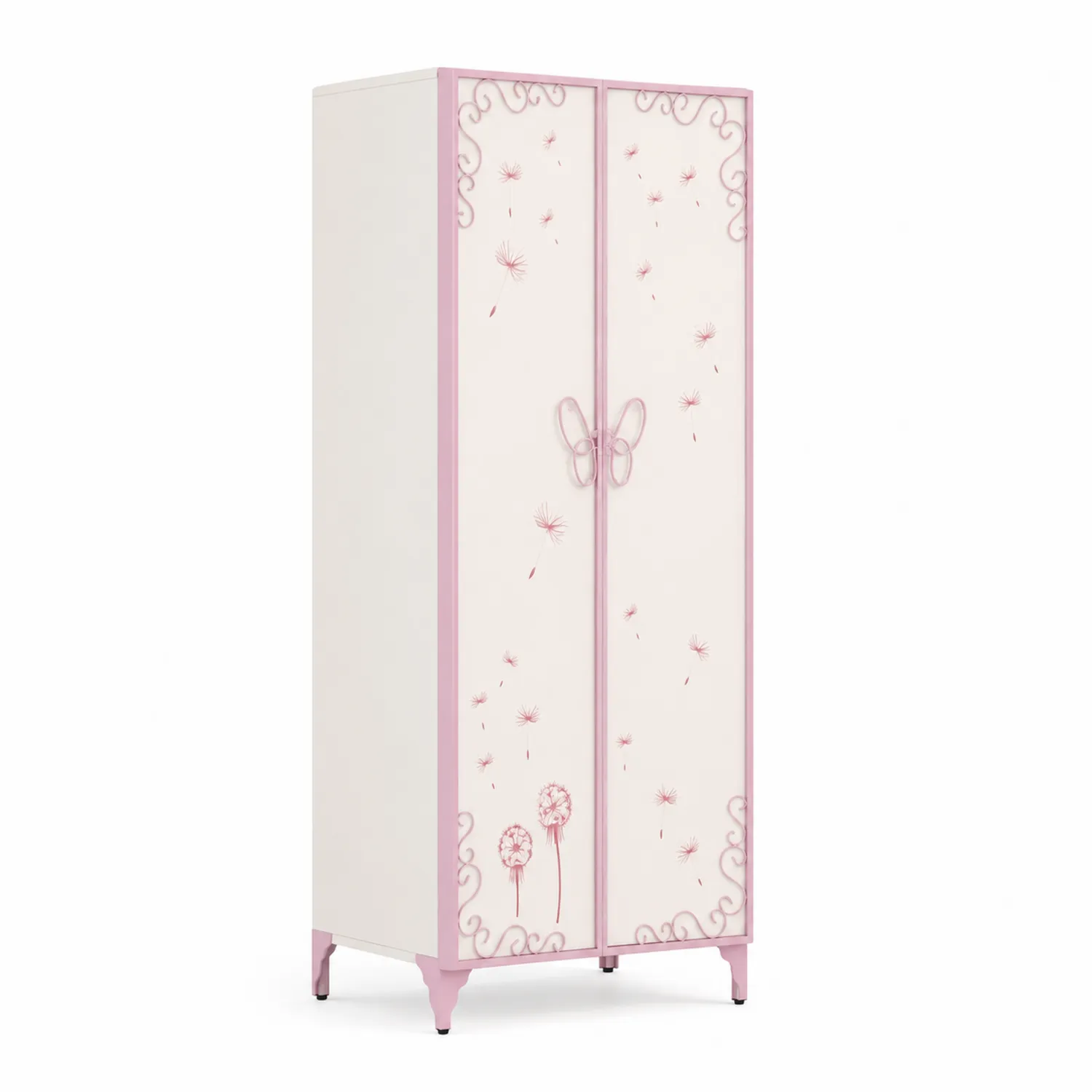 Armario MDF para Niños con Mariposas 180x80x50 cm Blanco/Rosa-Skandiformco