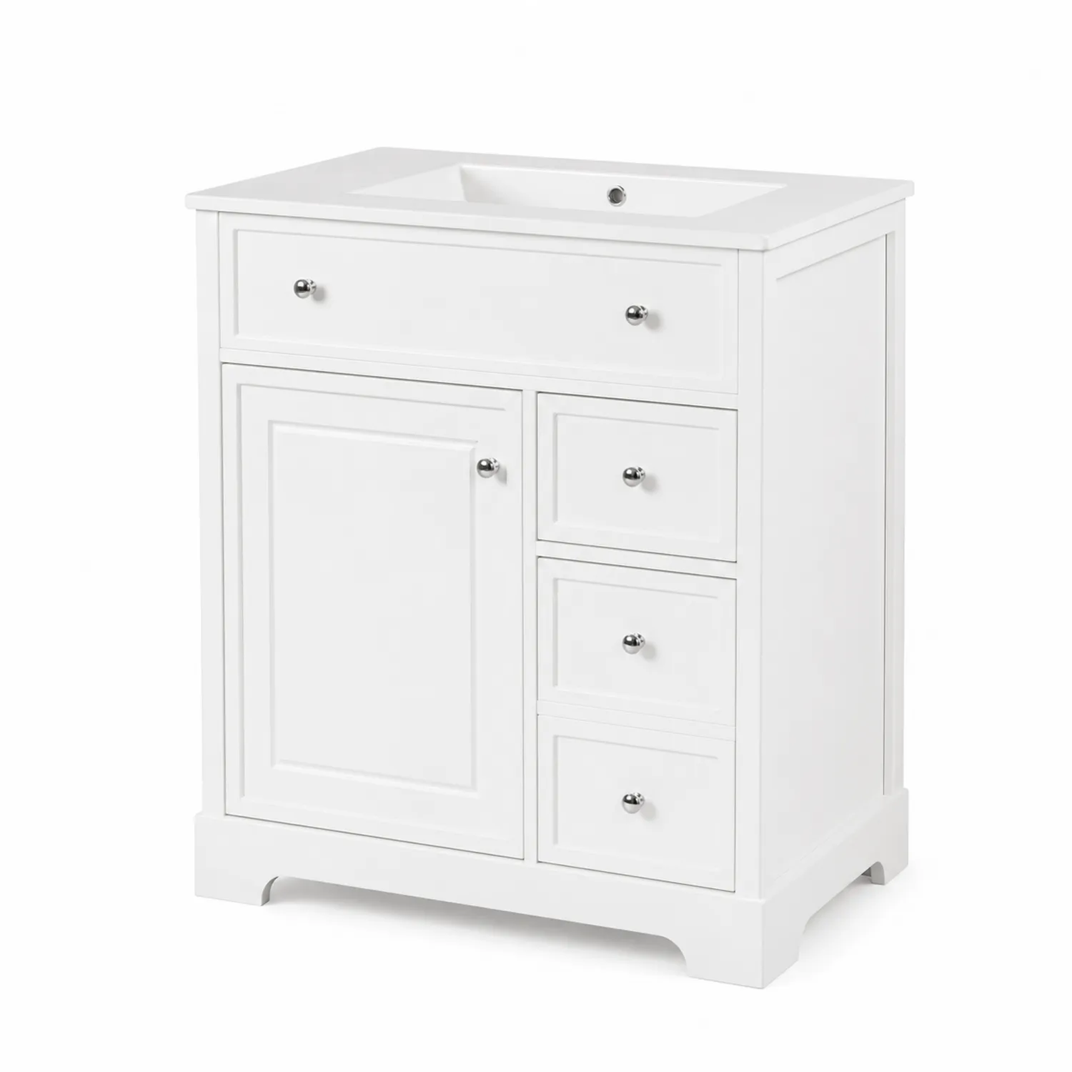 Mueble de baño de madera con lavabo cerámico Blanco-Skandiformco