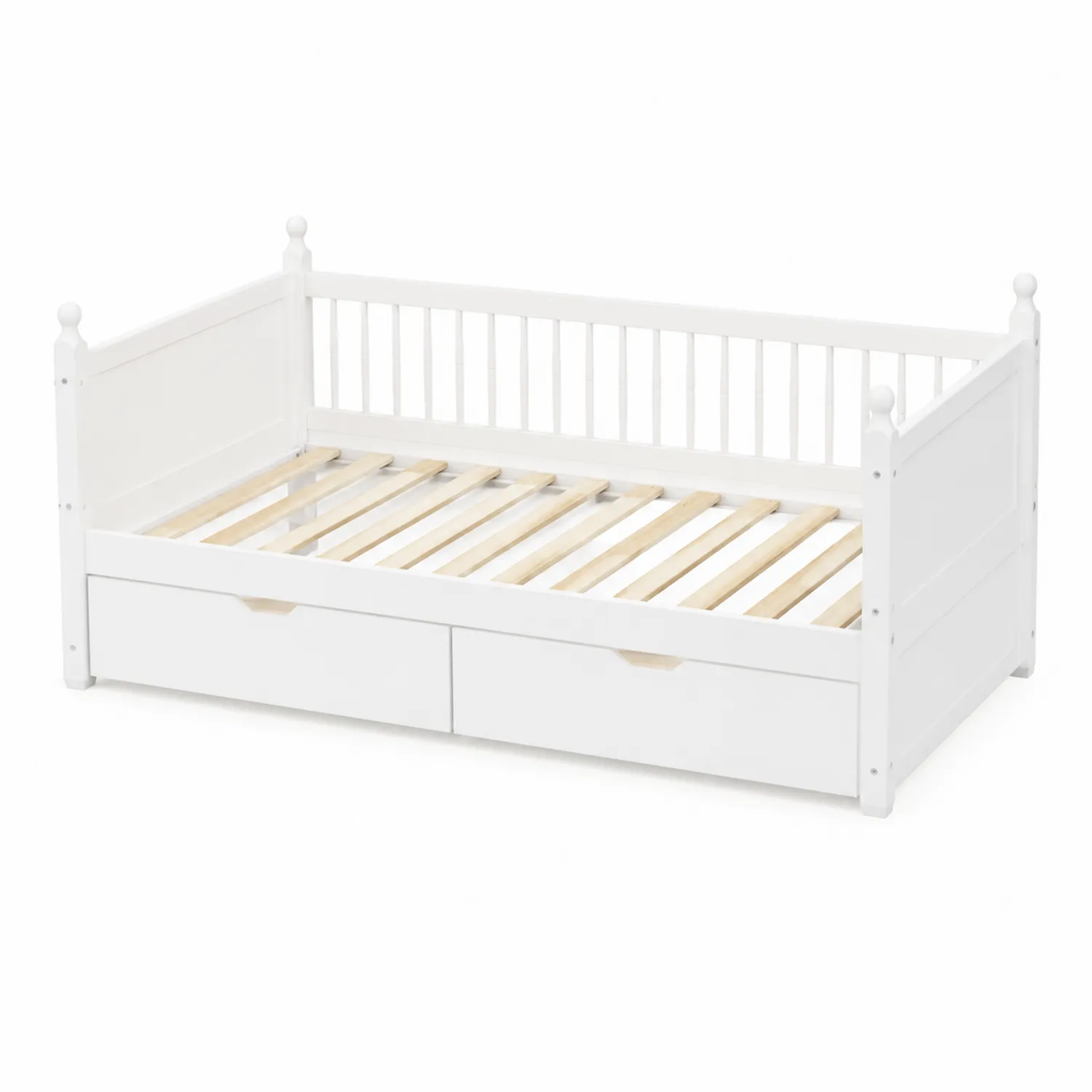 Cama de madera con cajones 200x90 cm blanca-Skandiformco