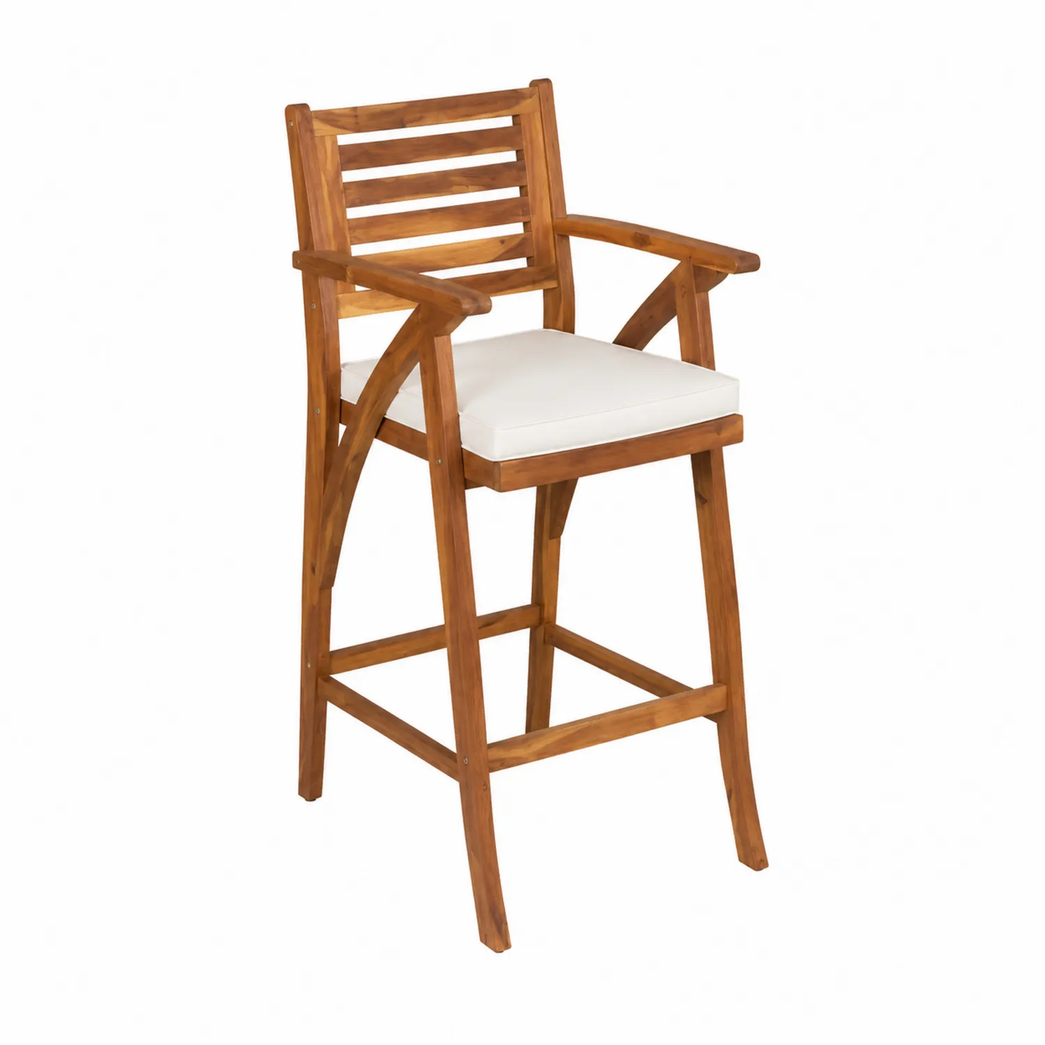 Silla de Bar Madera de Acacia Cojín Beige-Skandiformco