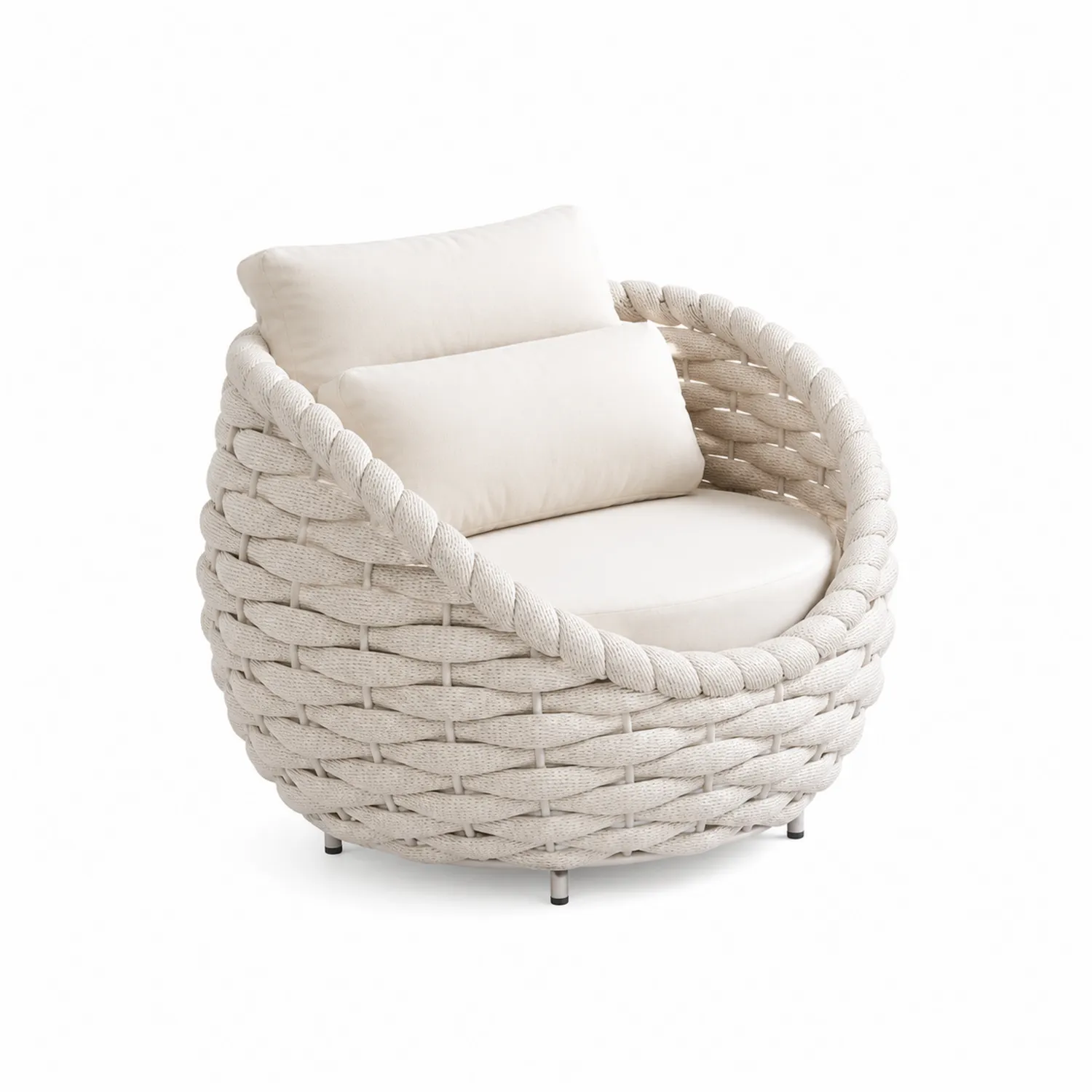 Silla de Exterior Trenzada de Poliéster Beige-Skandiformco