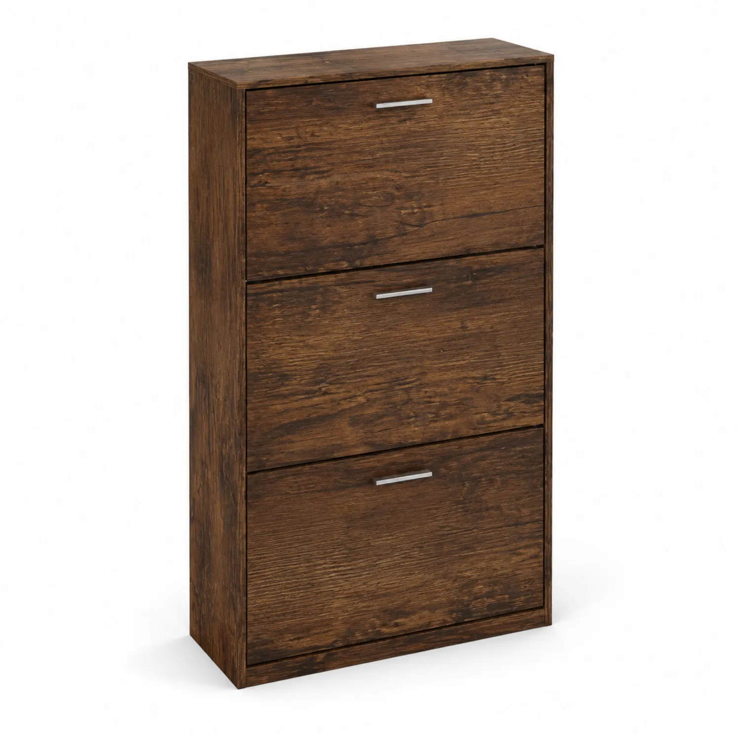 Zapatero de madera laminada con 3 compartimentos marrón oscuro 60x15x90 cm-Skandiformco