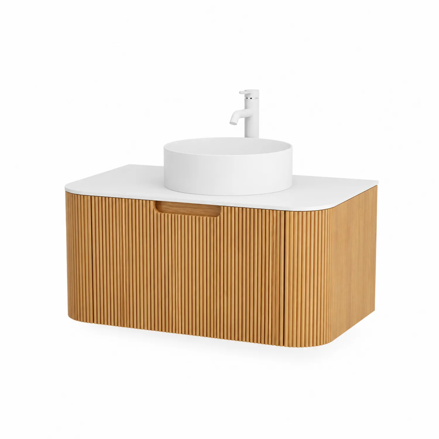Mueble de baño colgante de madera y lavabo de cerámica 80x45x50cm-Skandiformco