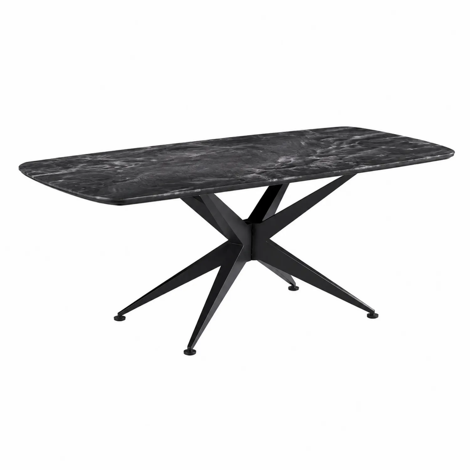 Mesa de comedor de mármol negro y base de metal 180x90x75 cm-Skandiformco