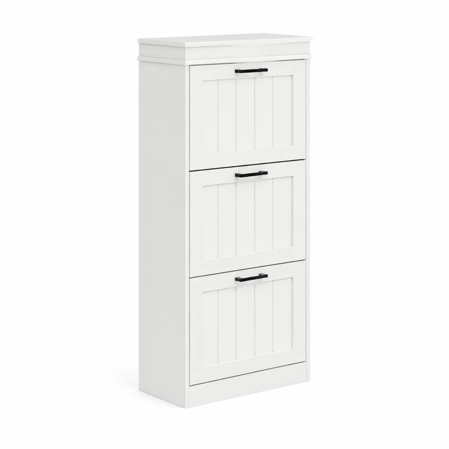 Zapatero de MDF con 3 Puertas Abatibles Blanco 100x50x25 cm-Skandiformco