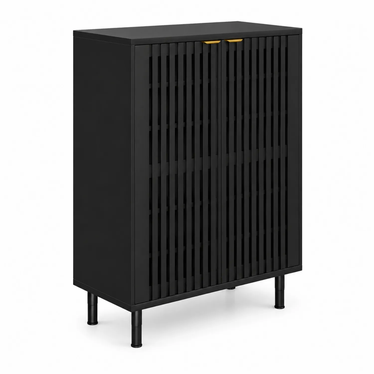 Zapatero de Madera y Metal Negro 100x70x35 cm-Skandiformco