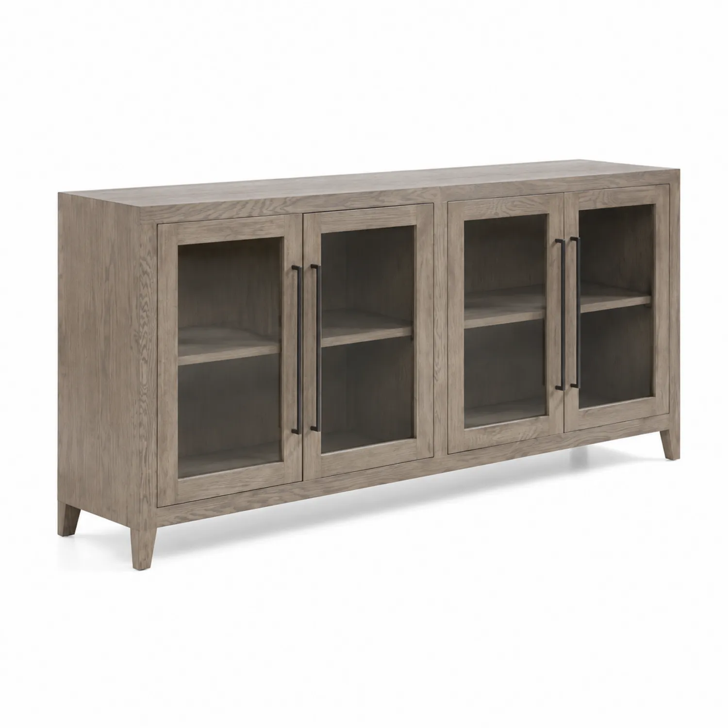 Aparador de Madera con Puertas de Vidrio Templado 180x45x90 cm-Skandiformco