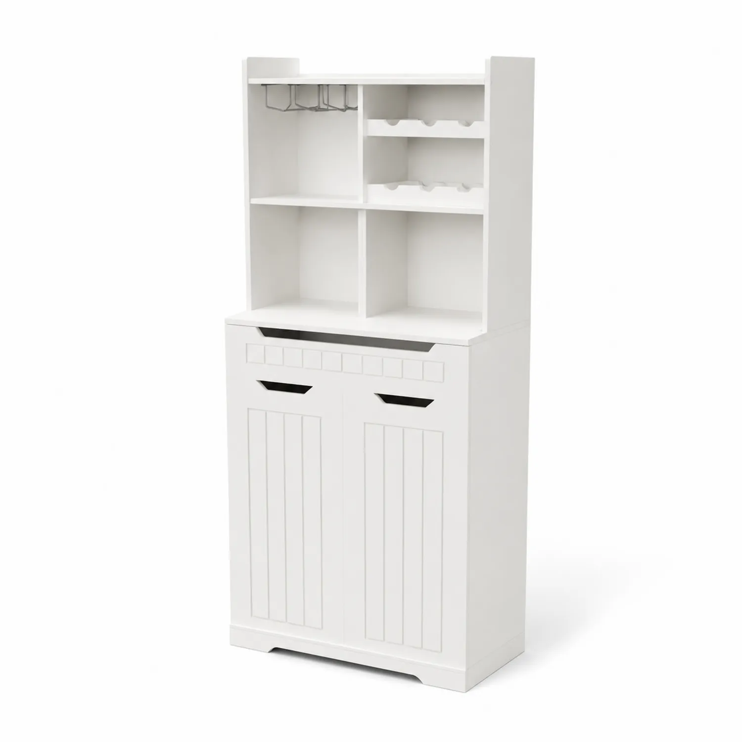 Aparador de madera blanca con estantes para vino-Skandiformco