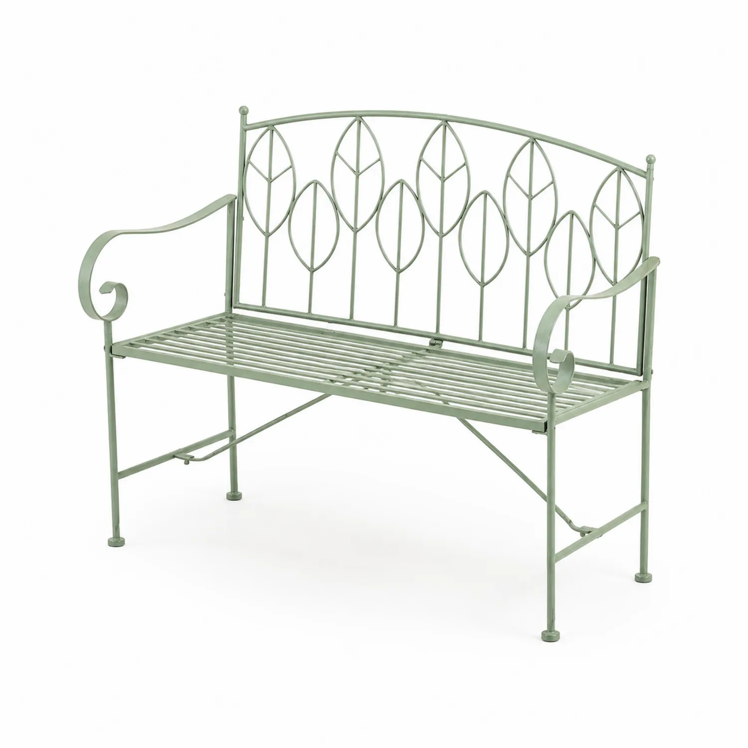 Banco de jardín de metal verde con diseño de hojas-Skandiformco