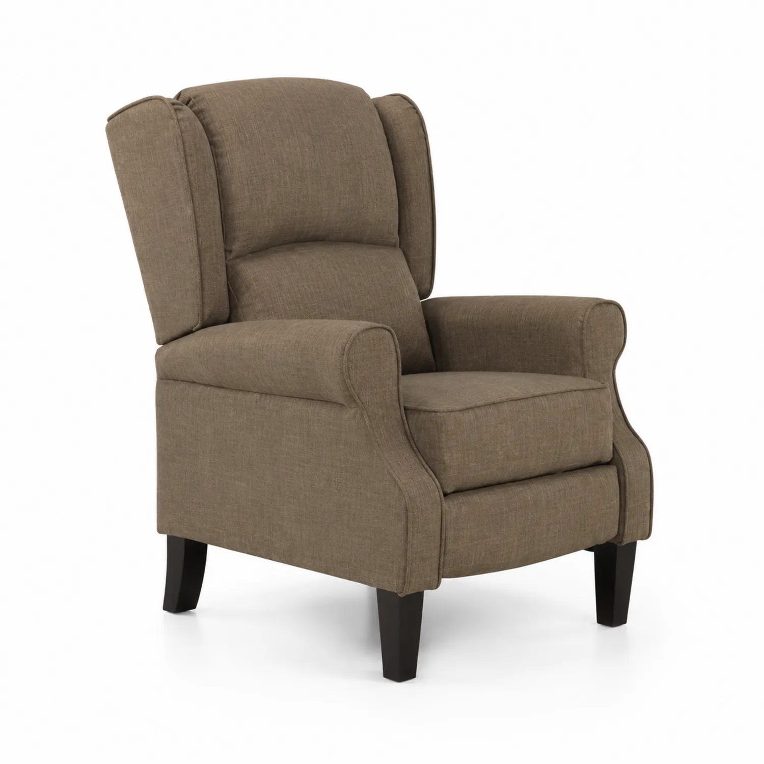 Sillón reclinable de tela poliéster con patas de madera Marrón-Skandiformco