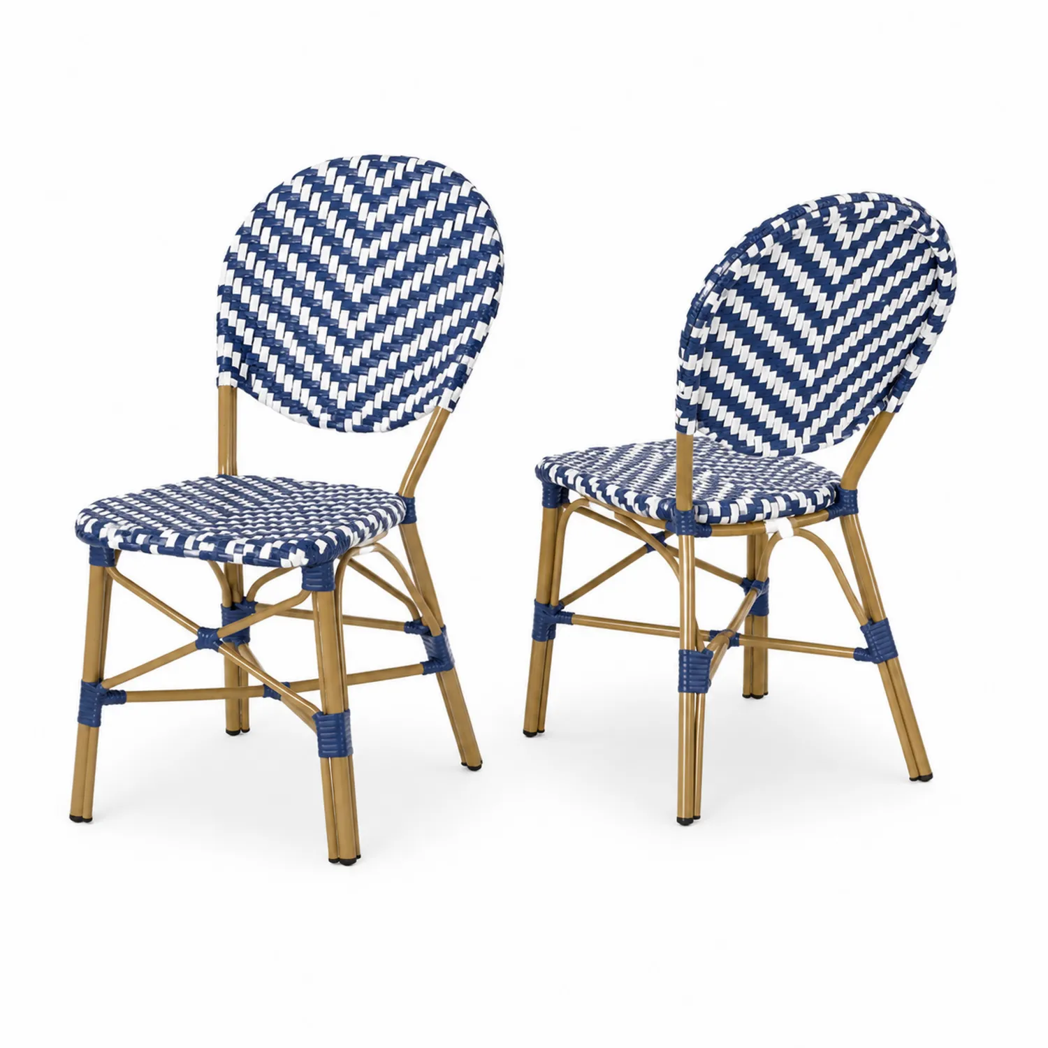 Conjunto de 2 sillas de aluminio y ratán sintético azul/blanco-Skandiformco