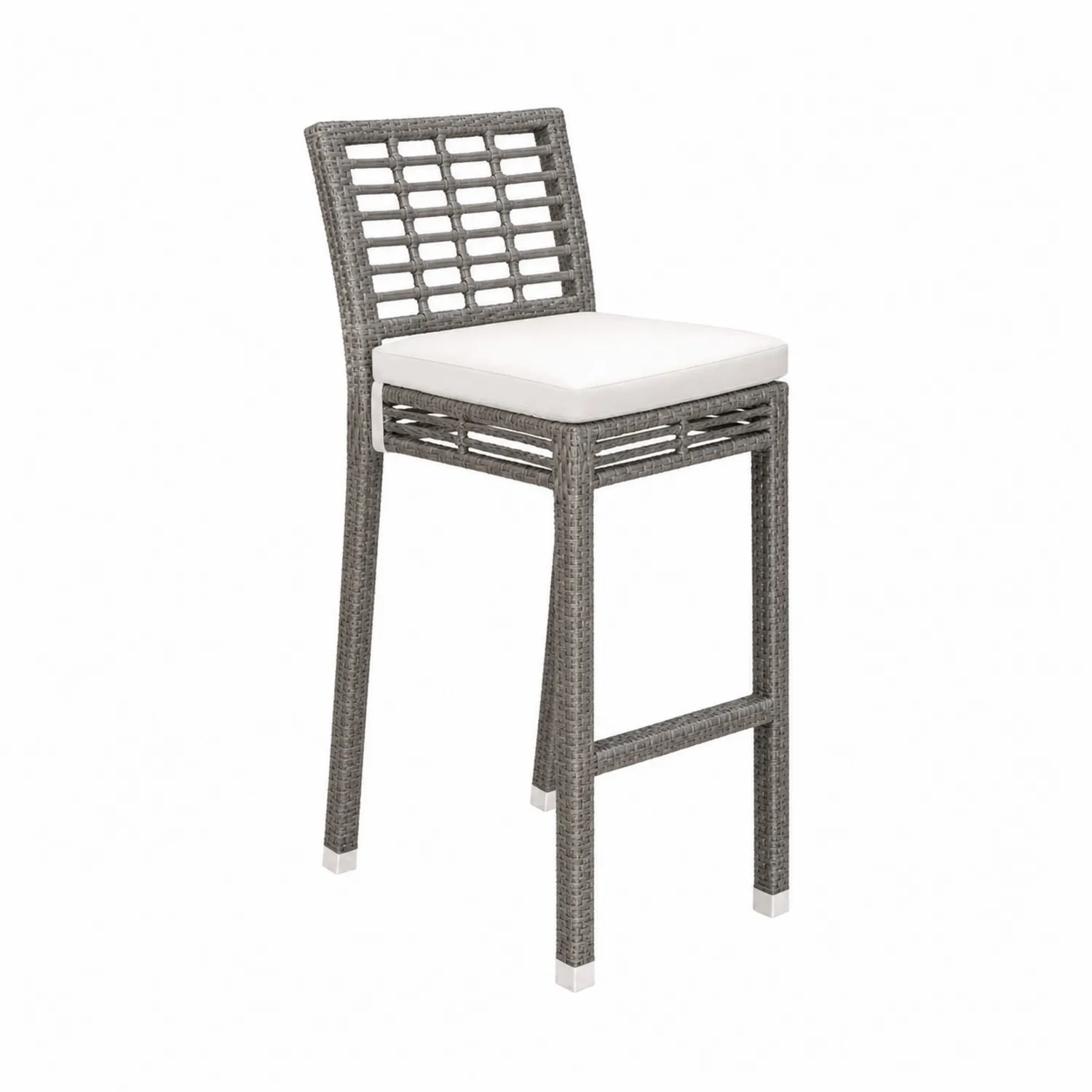 Silla de bar de ratán sintético con cojín blanco-Skandiformco