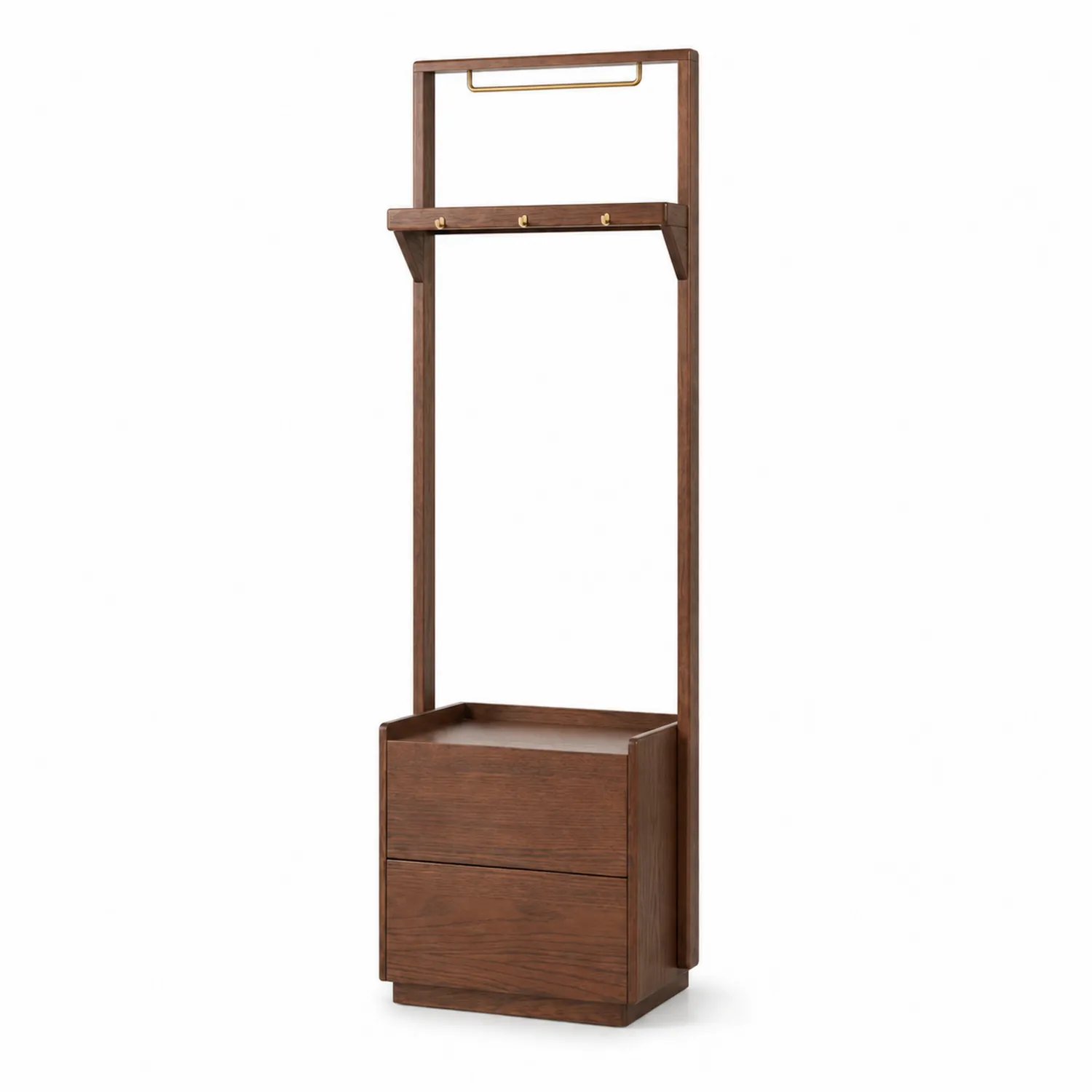 Perchero de Madera de Nogal con Almacenamiento 180x60x30 cm-Skandiformco