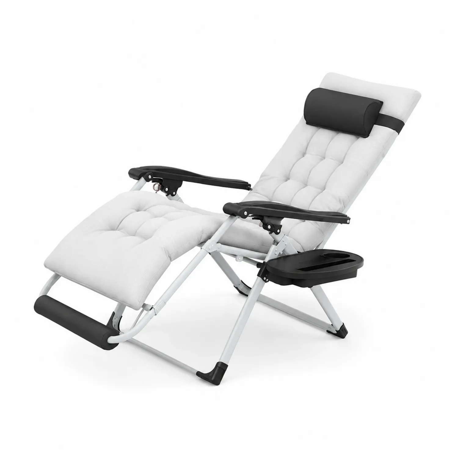Silla Reclinable de Acero y Poliéster Blanca con Cojín-Skandiformco