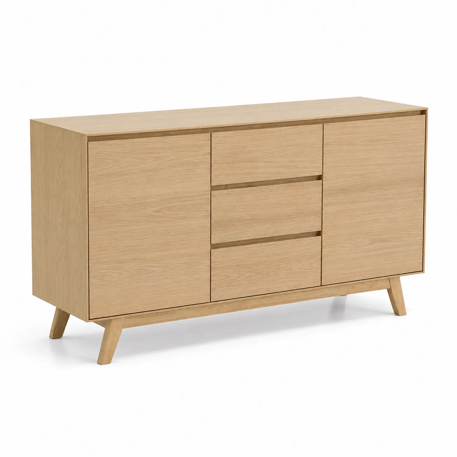 Aparador de madera maciza de roble con 2 puertas y 3 cajones-Skandiformco