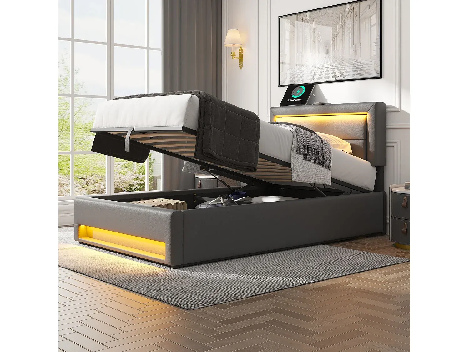 Schlafzimmer,Bereich Bett,Bett mit Bettkasten-Furniilume