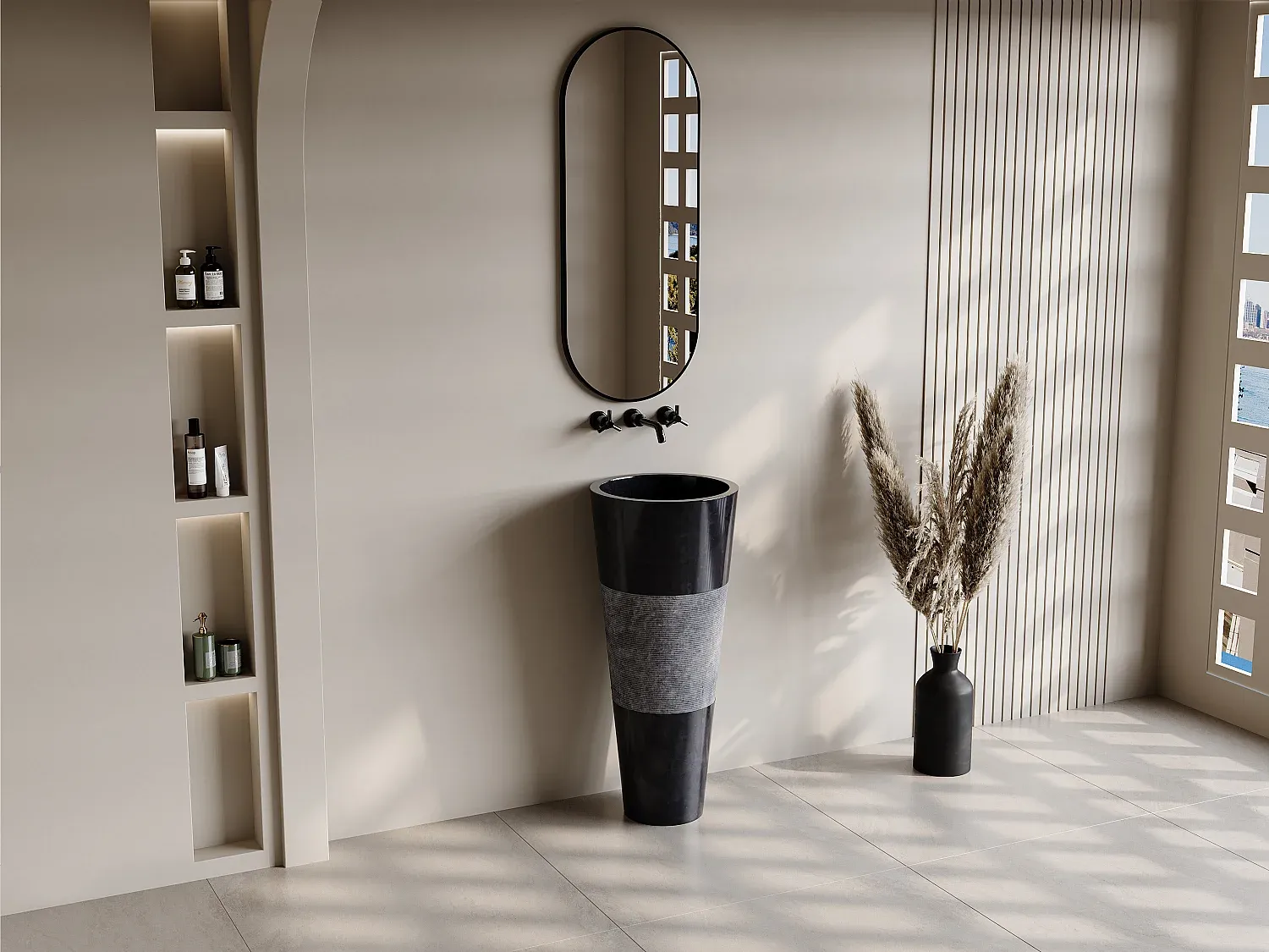 Badezimmer,Bereich Badezimmergestaltung,Freistehendes Waschbecken-Furniilume