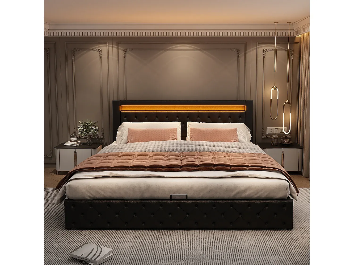 Schlafzimmer,Bereich Bett,Bett mit Bettkasten-Furniilume