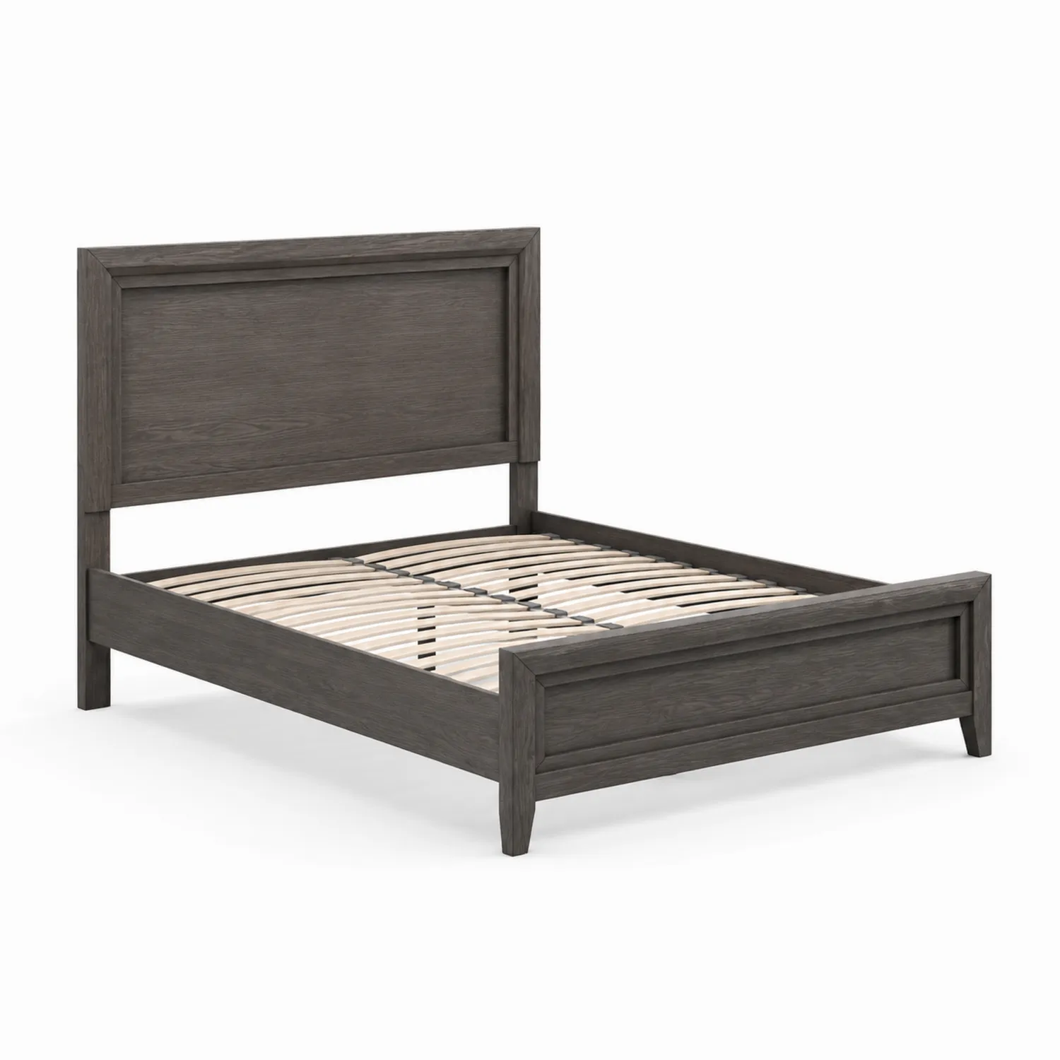 Letto matrimoniale in legno massello grigio con doghe in compensato 160x200 cm