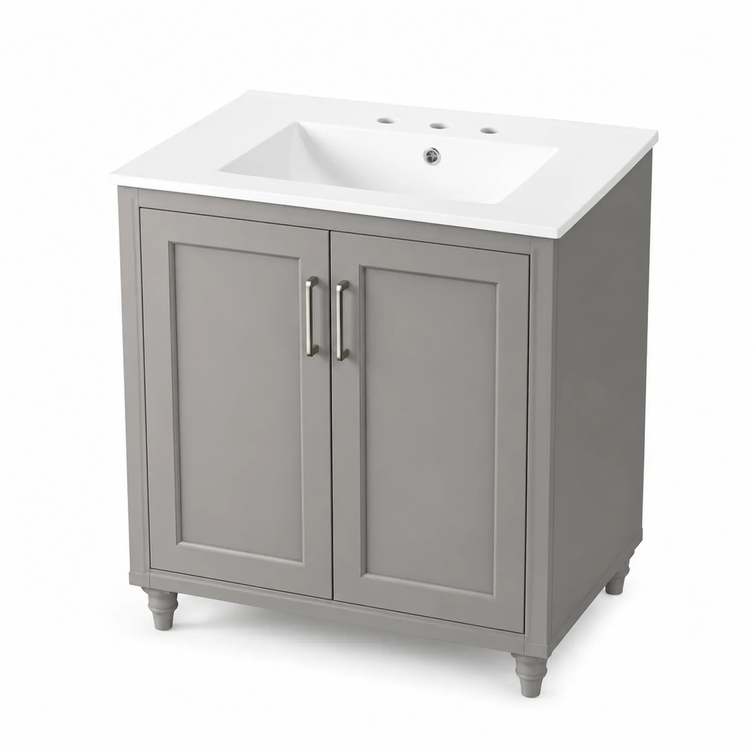 Mobile Lavabo in MDF Grigio con Lavabo in Ceramica