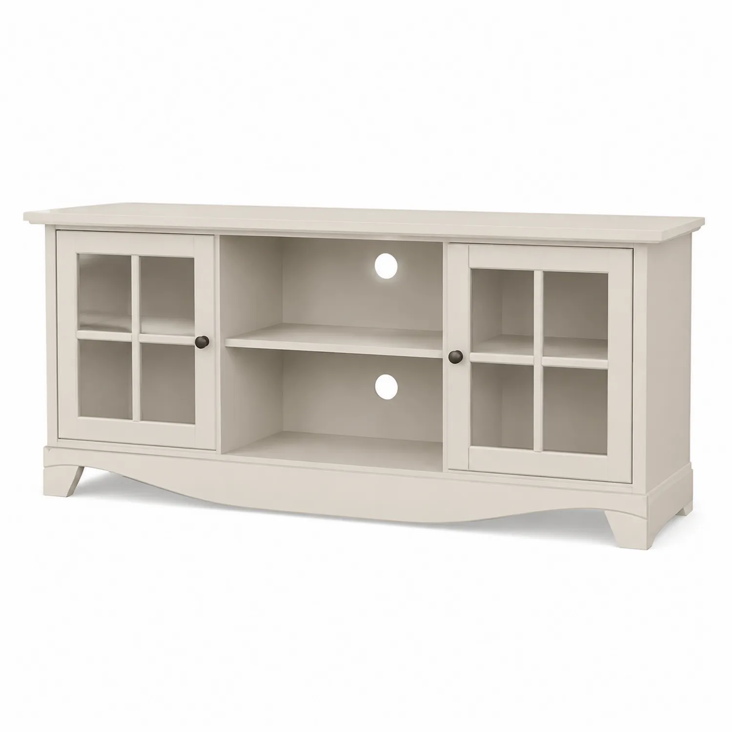 Mobile TV in Legno con Ante in Vetro Temperato Bianco 120x45x60 cm