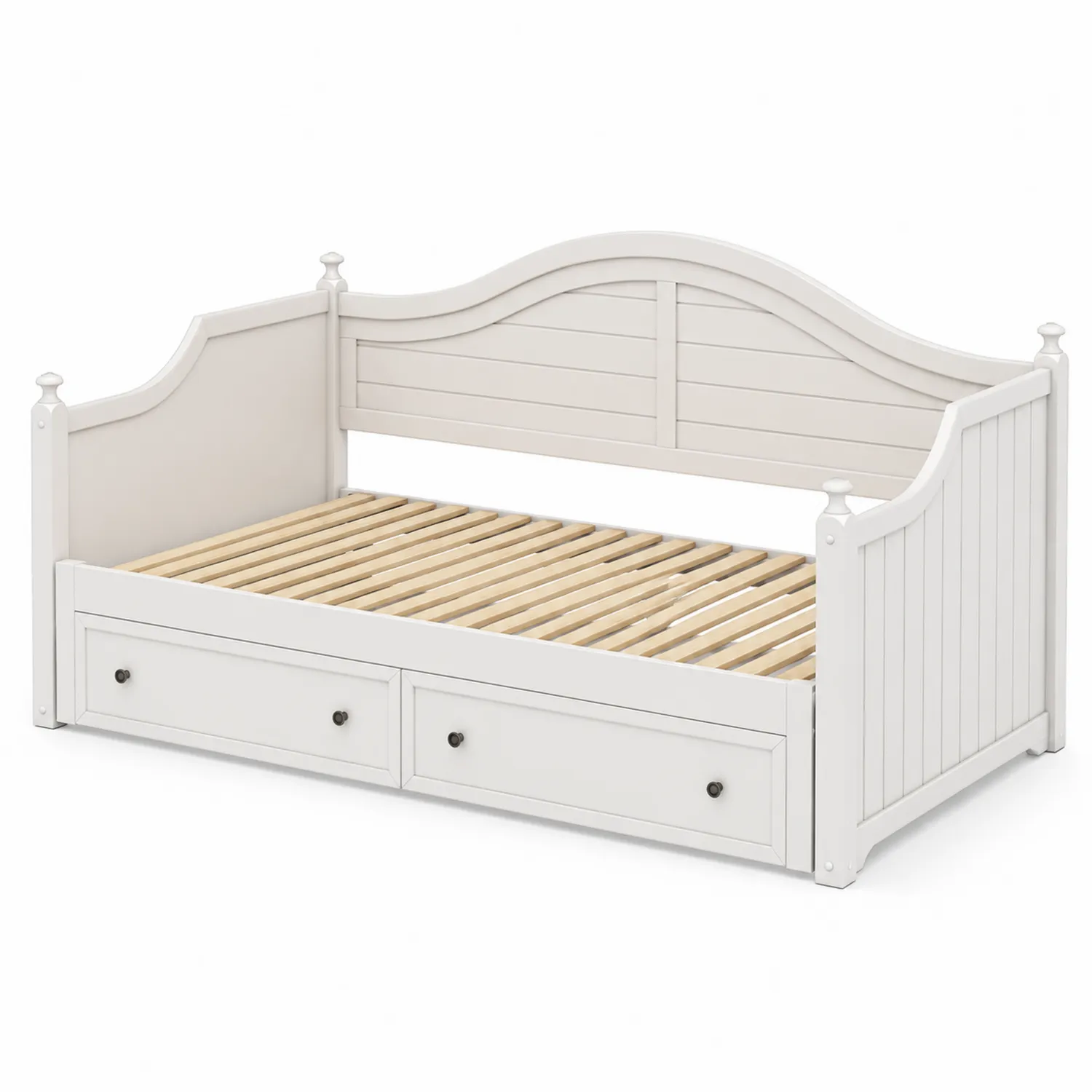 Letto giorno in legno con cassetti Bianco 200x90 cm