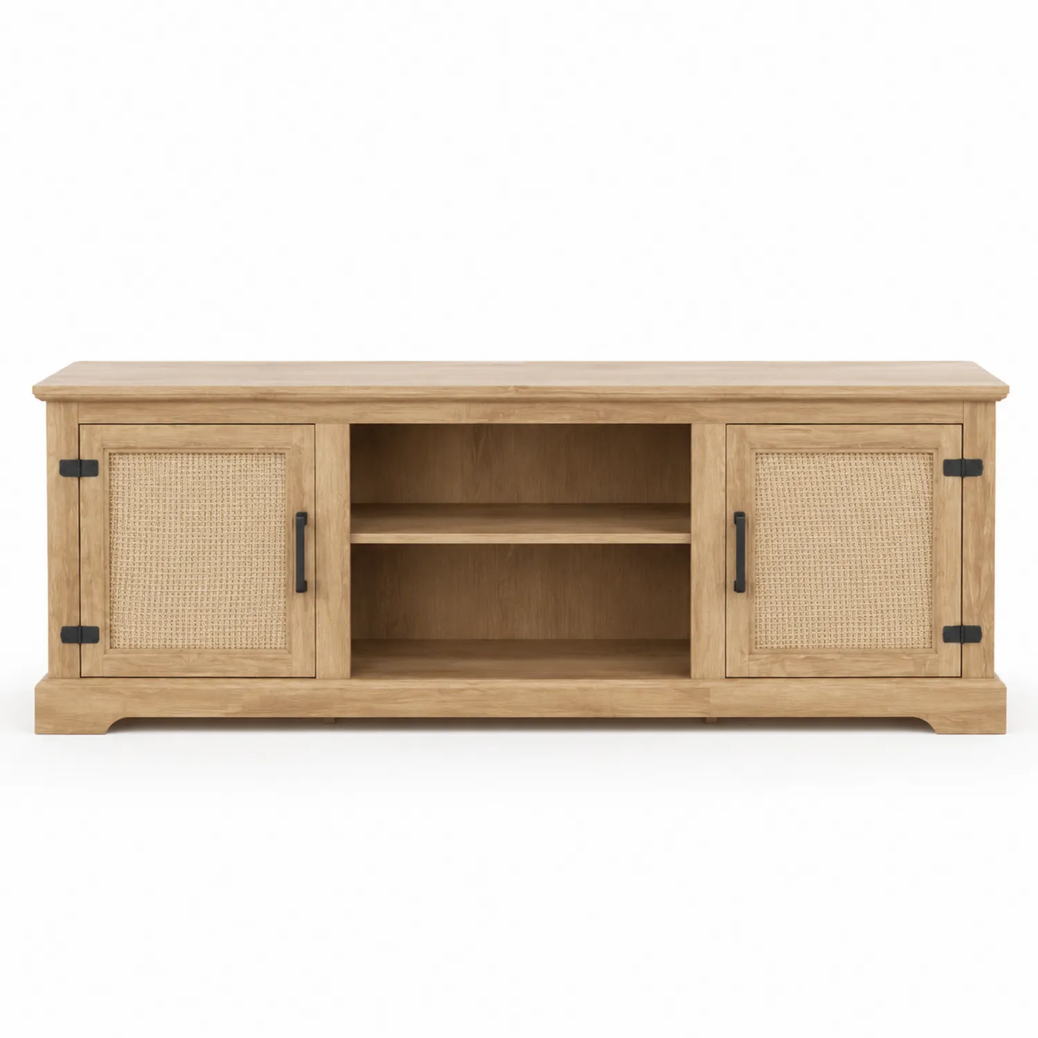 Mobile TV in legno e rattan 120x40x50 cm