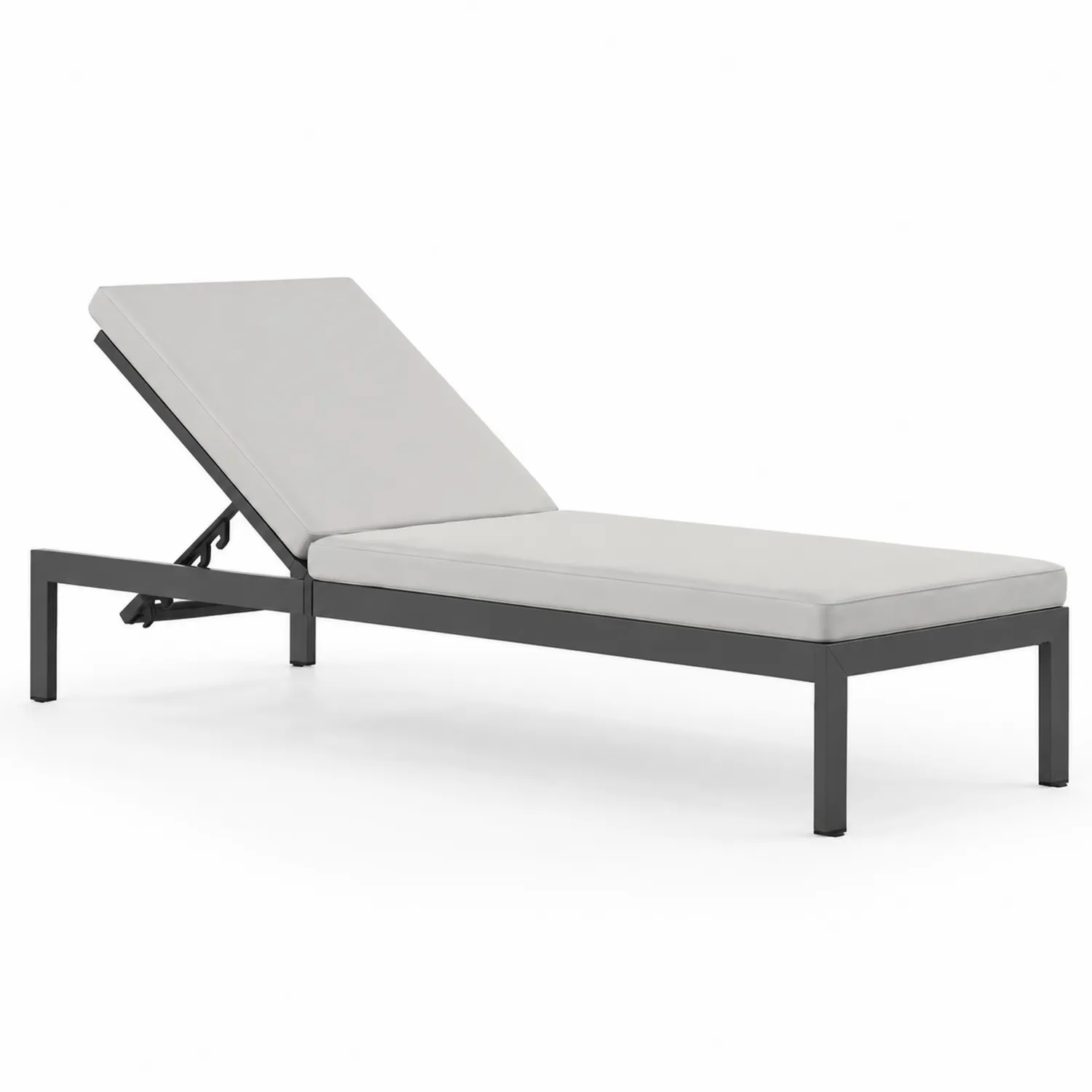 Chaise longue da giardino in alluminio e tessuto poliestere grigio 200x65x35 cm