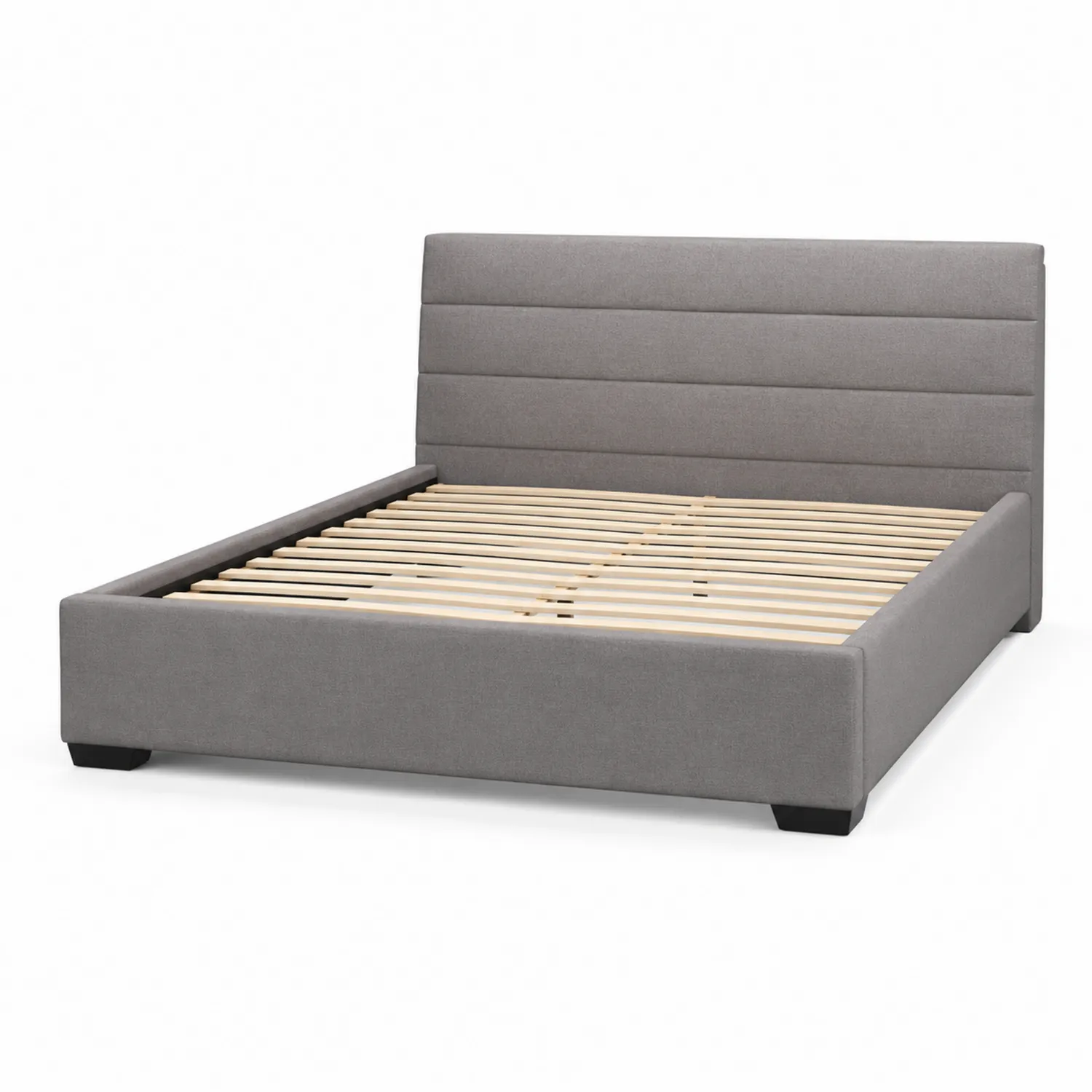 Letto in tessuto grigio con doghe in legno di pino 220x180 cm