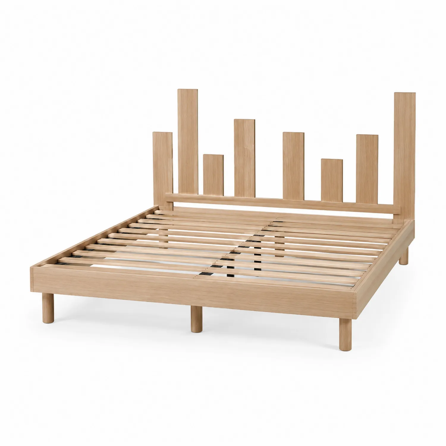 Letto matrimoniale in legno di quercia chiaro