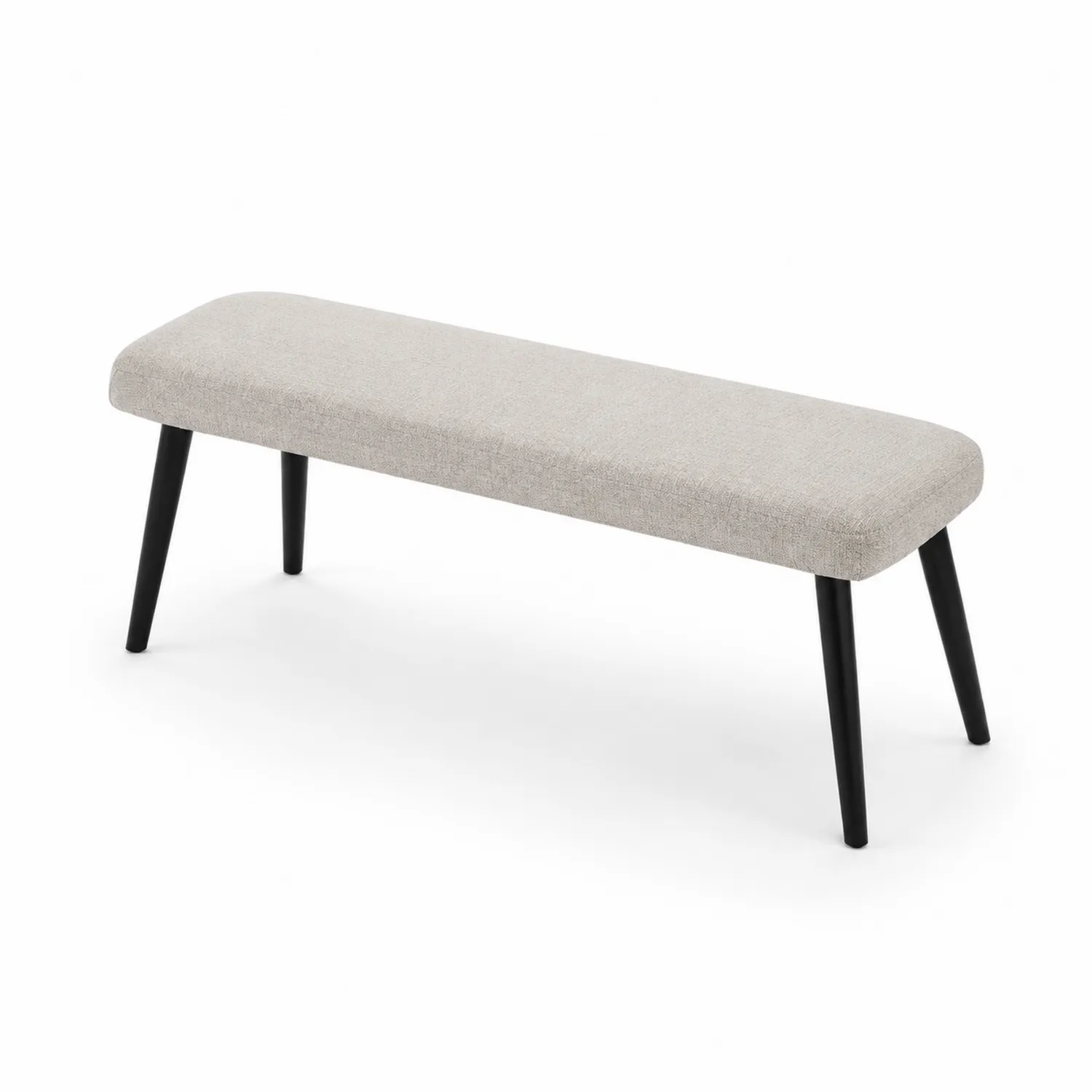 Panca in tessuto poliestere beige con gambe in metallo nero