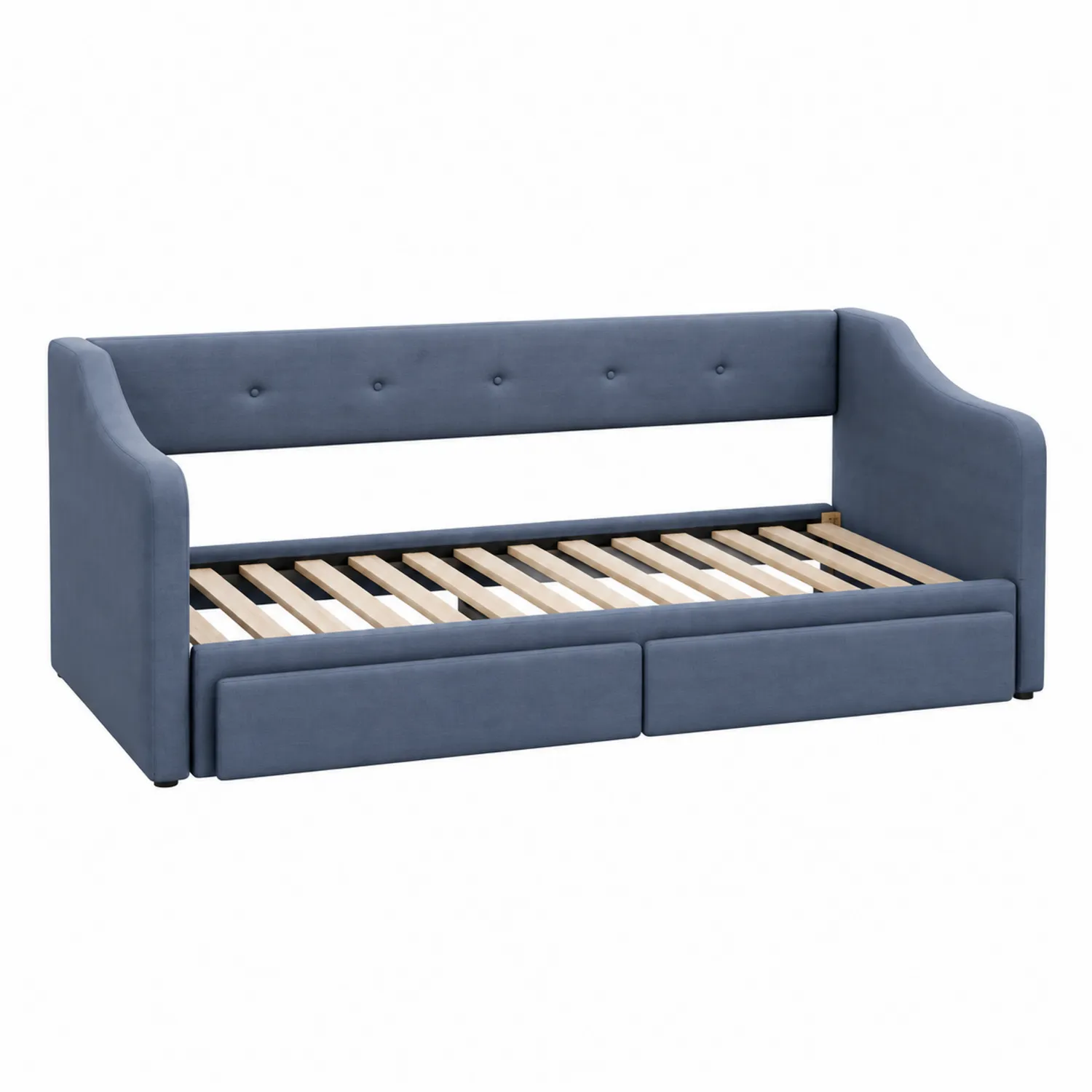 Letto Tagesbett in Velluto Blu con Cassetti