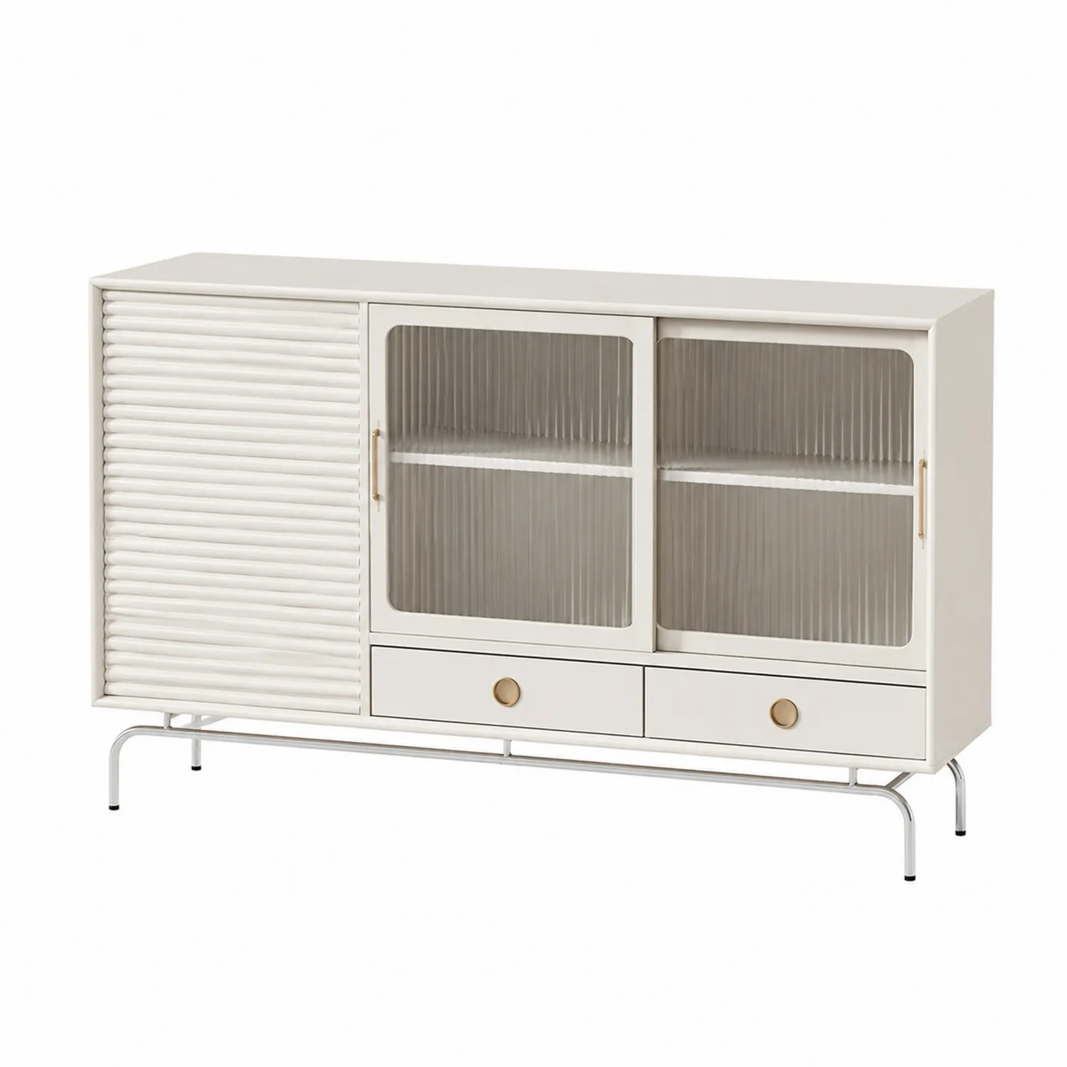 Credenza in Legno MDF con Ante in Vetro Temperato Zigrinato