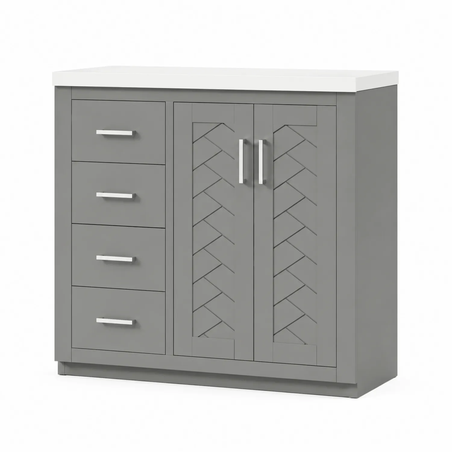 Mobile da bagno in legno MDF grigio con piano bianco