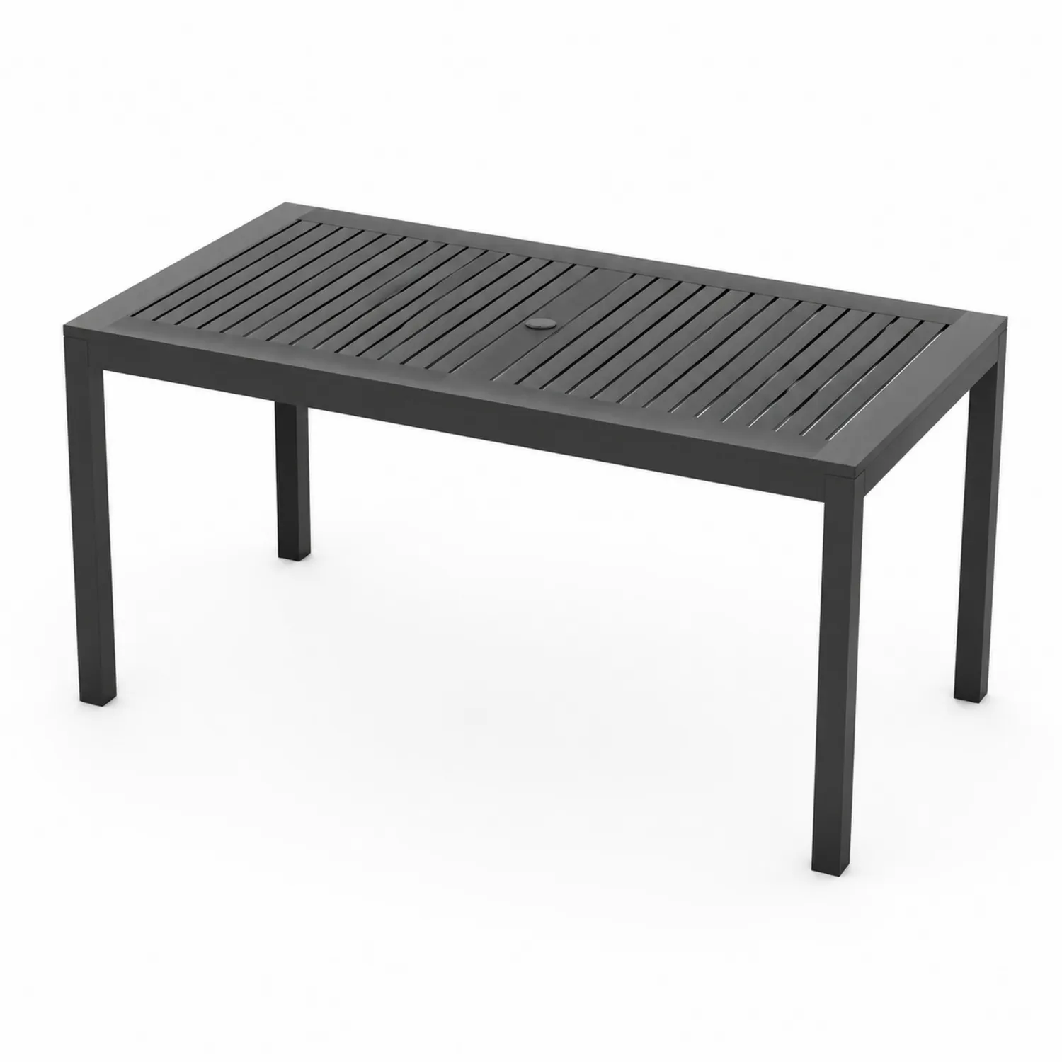 Tavolo da Giardino Rettangolare in Alluminio Verniciato Nero 180x90x75 cm