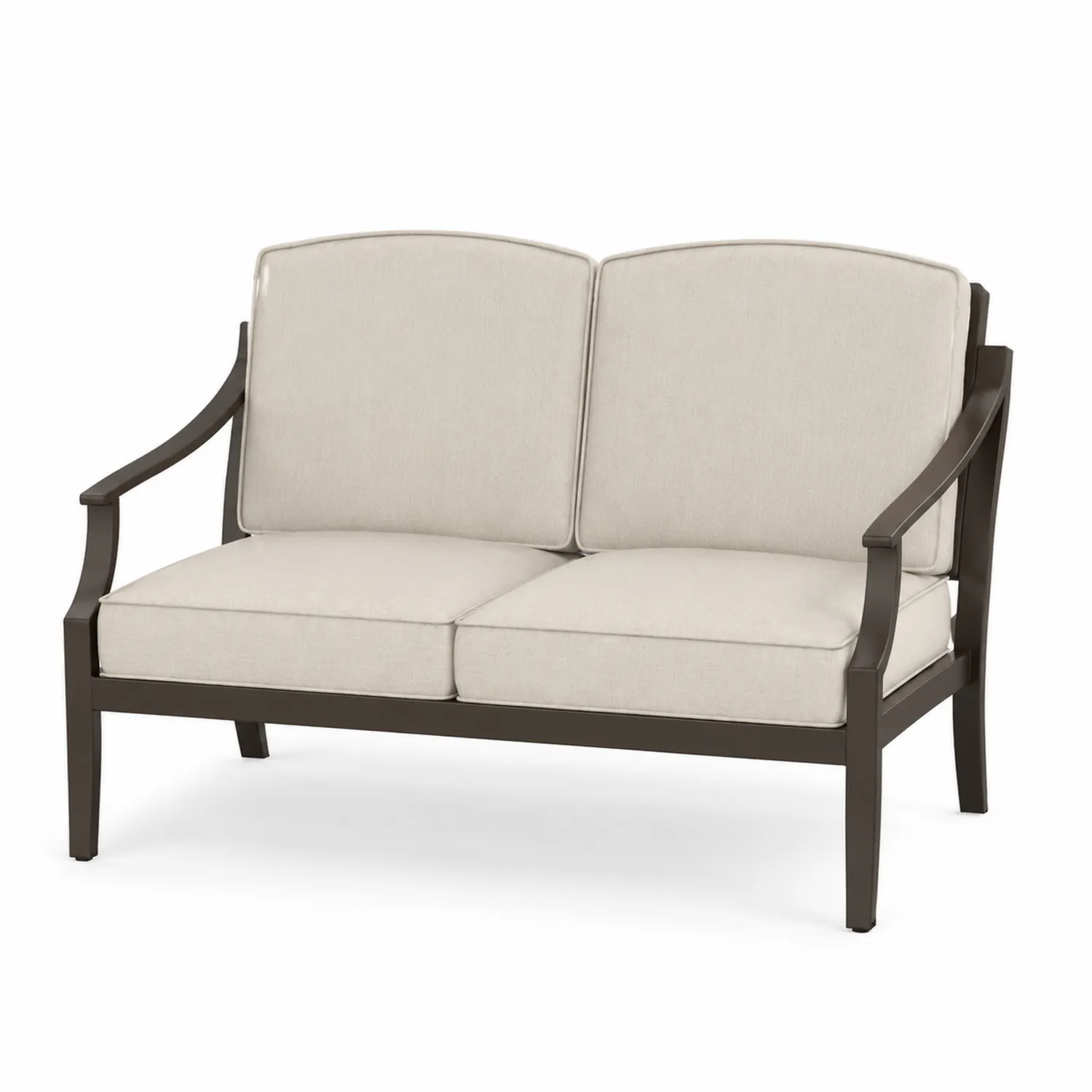 Divano da Giardino in Metallo con Cuscini in Tessuto Beige
