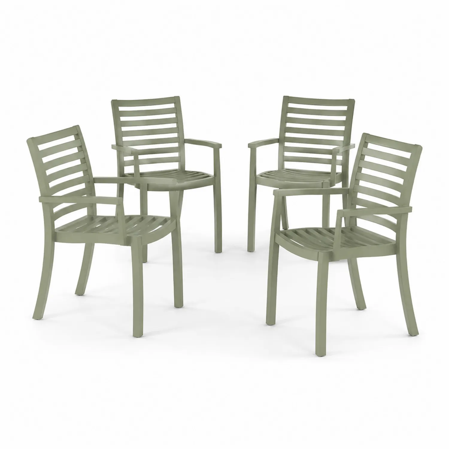 Set di 4 Sedie da Giardino in Polipropilene Verde