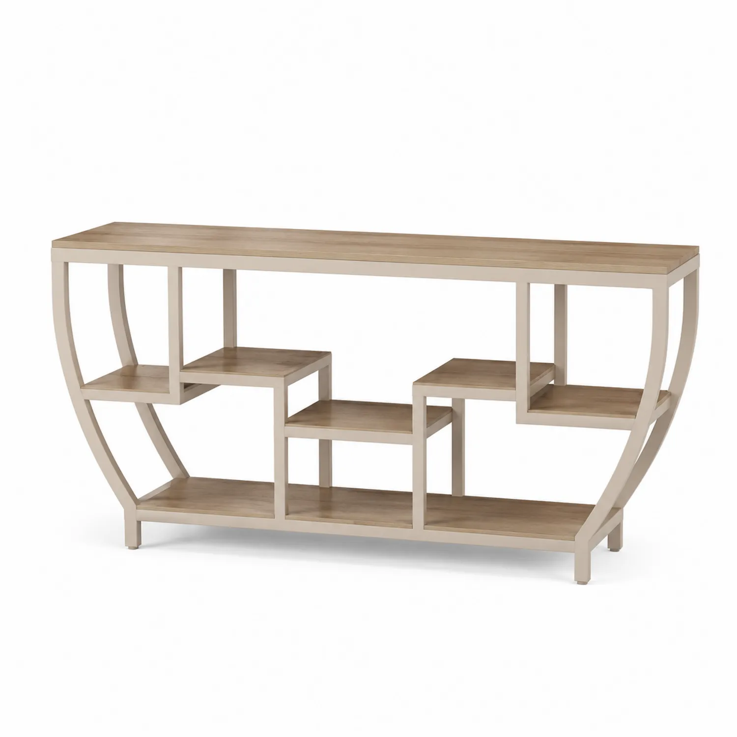 Consolle legno e metallo con mensole 120x30x80 cm
