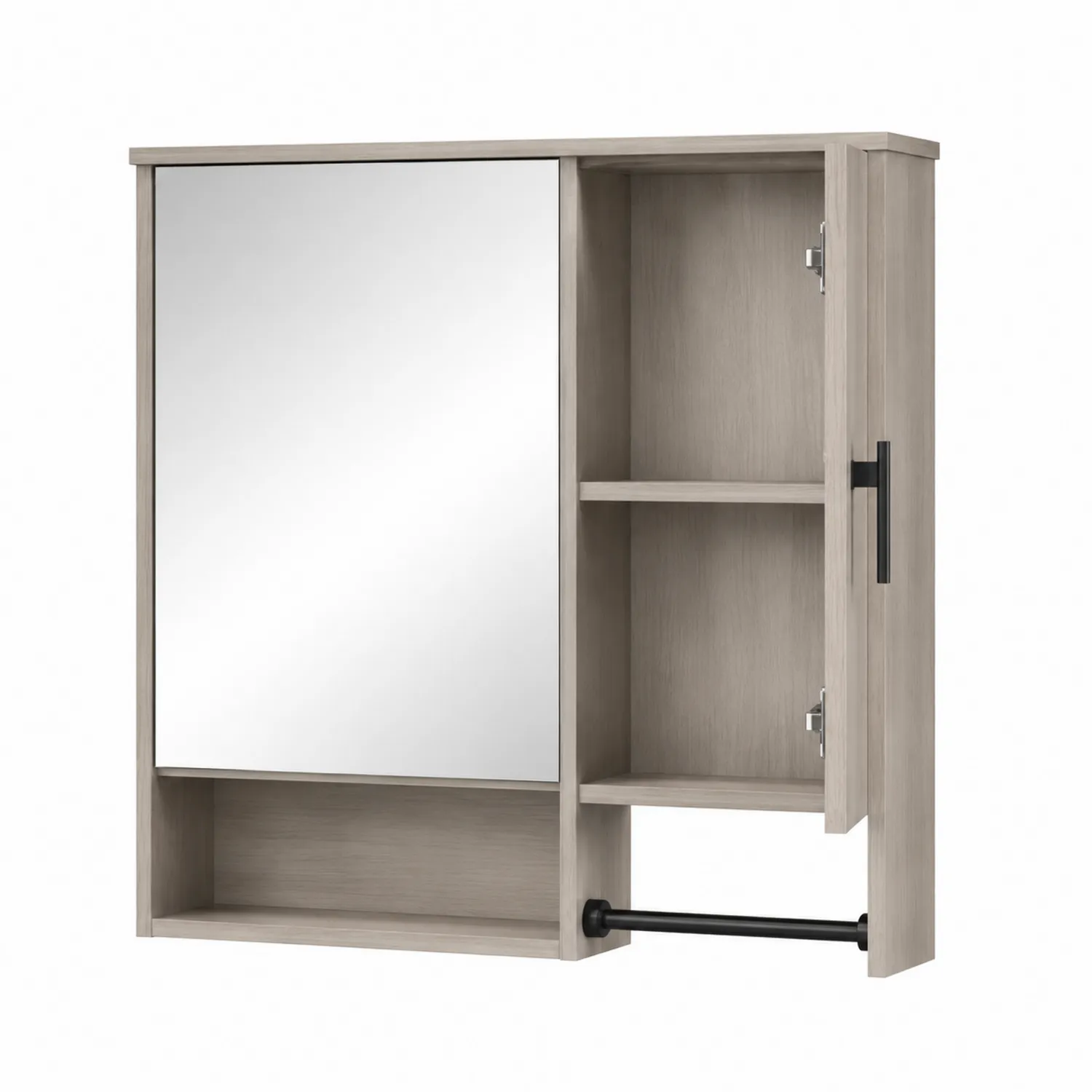 Armadio Specchiera in Legno MDF con Vetro Temperato e Ripiani