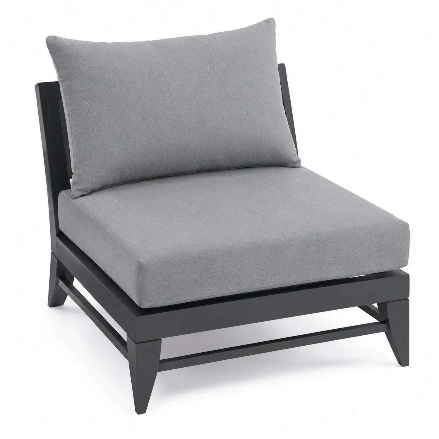 Poltrona da giardino in metallo e tessuto grigio 75x85x90 cm