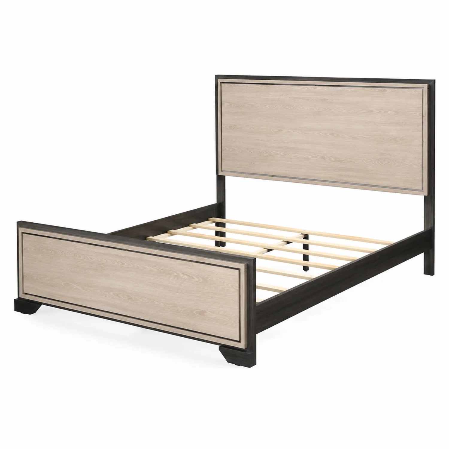 Letto matrimoniale in legno di quercia e acciaio 160x200 cm
