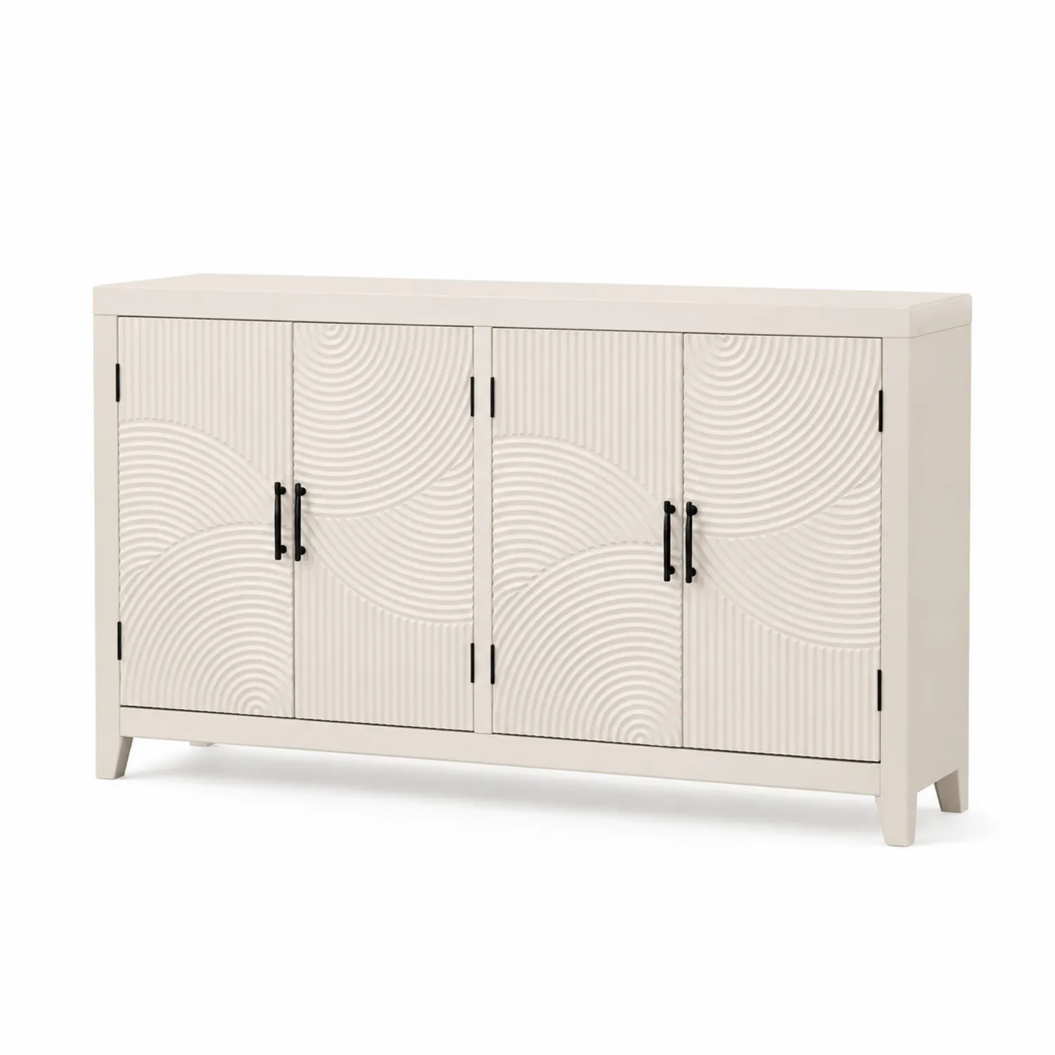 Credenza Beige in MDF con Ante Intagliate
