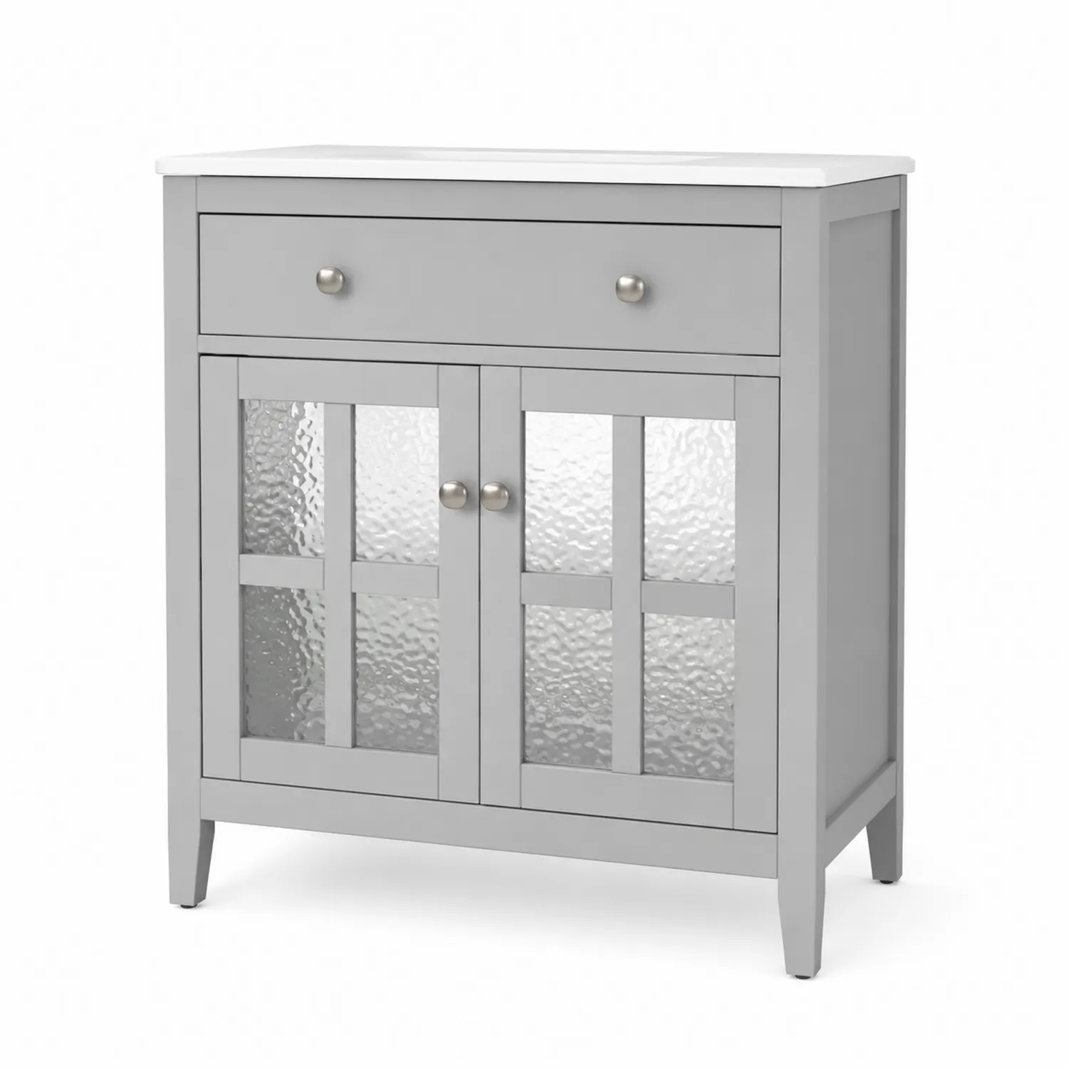 Mobile bagno in legno e vetro temperato grigio