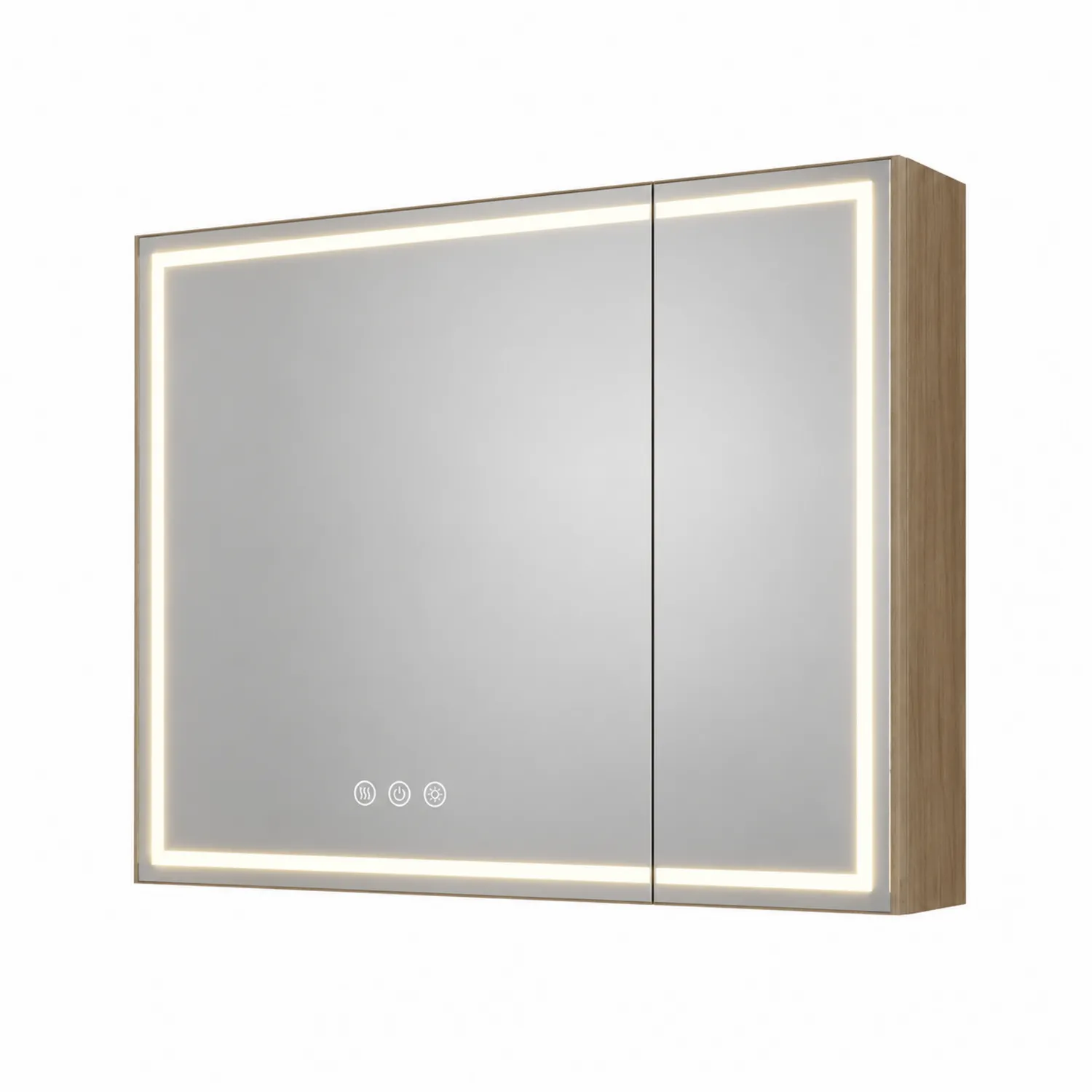 Specchiera LED rettangolare 60x80 cm in legno e vetro