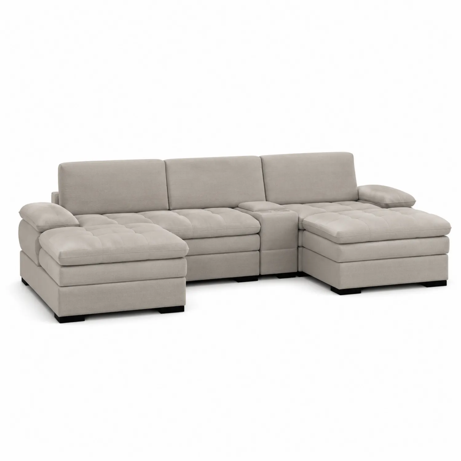 Divano componibile a L in tessuto, Beige, 300x180x90 cm